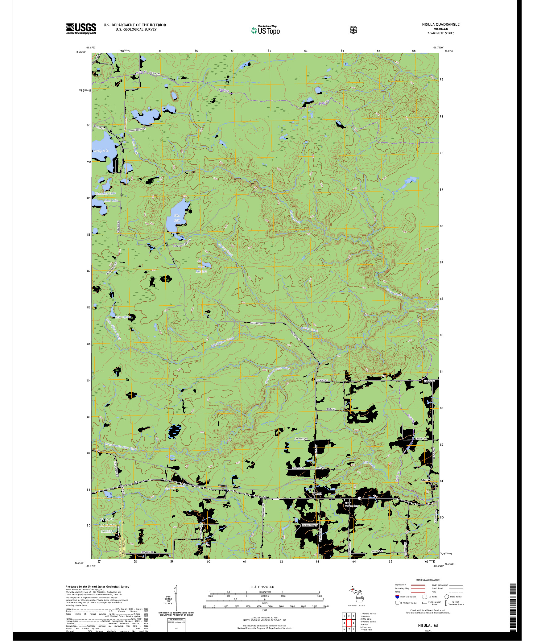 US TOPO 7.5-MINUTE MAP FOR NISULA, MI