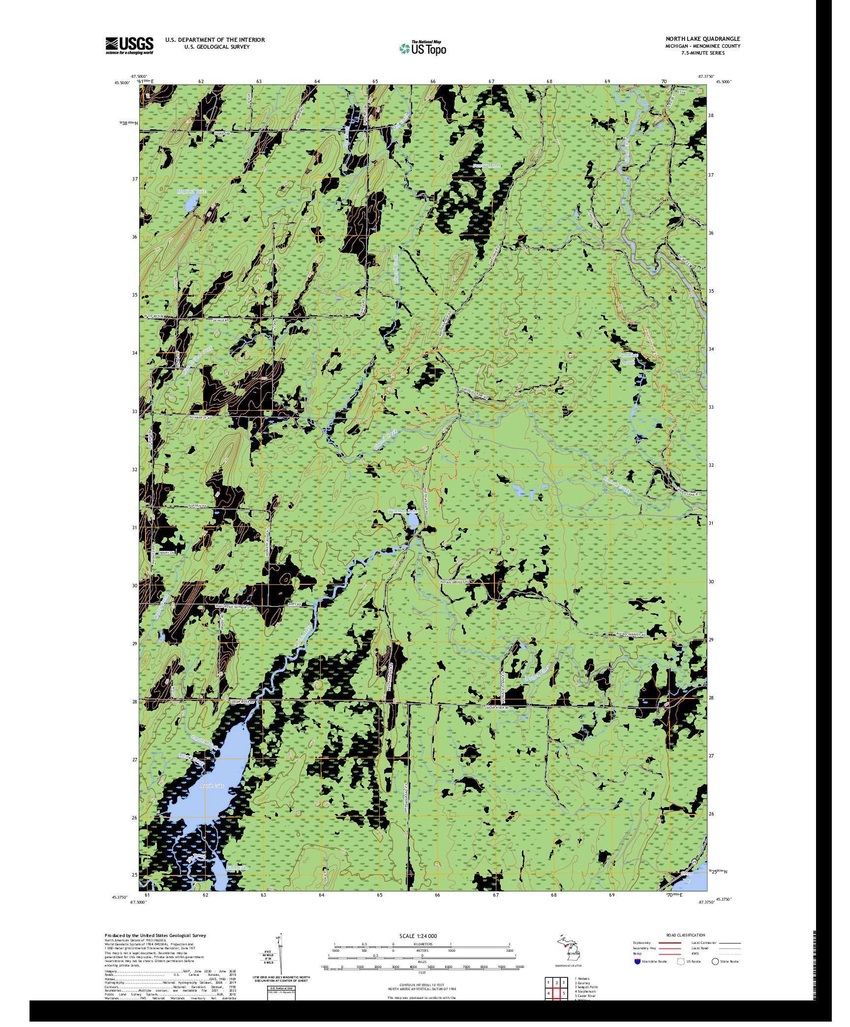 US TOPO 7.5-MINUTE MAP FOR NORTH LAKE, MI