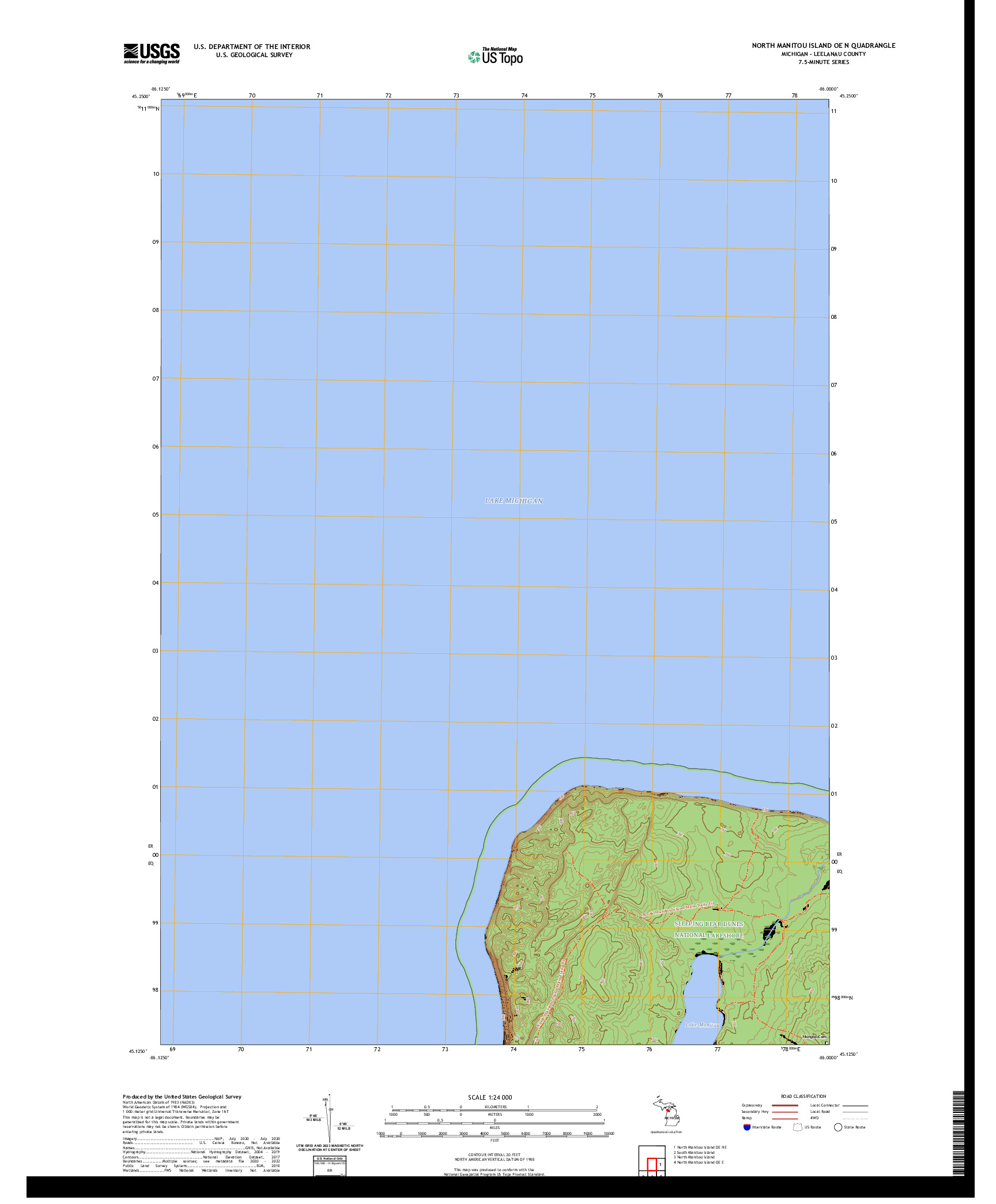 US TOPO 7.5-MINUTE MAP FOR NORTH MANITOU ISLAND OE N, MI