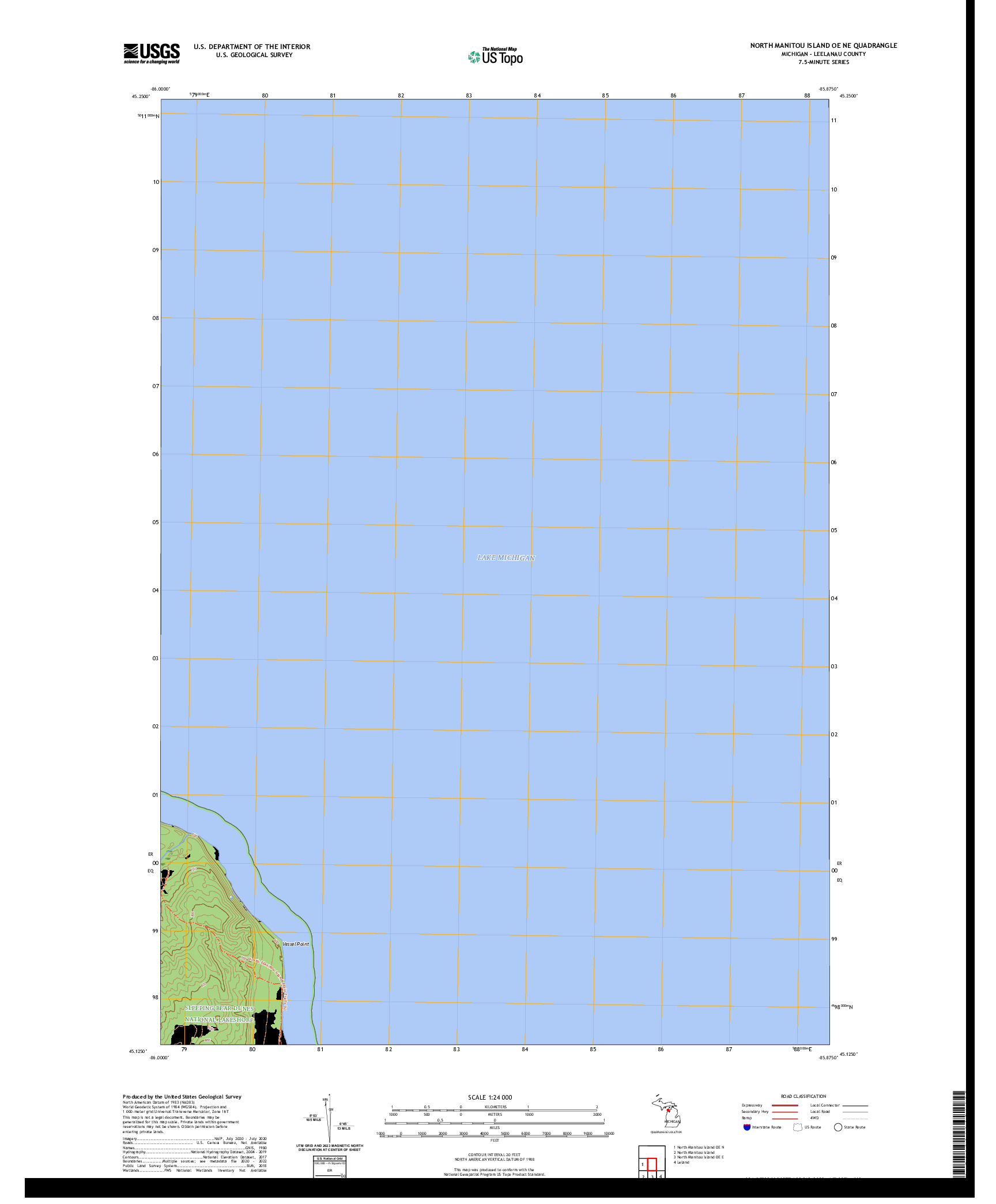 US TOPO 7.5-MINUTE MAP FOR NORTH MANITOU ISLAND OE NE, MI