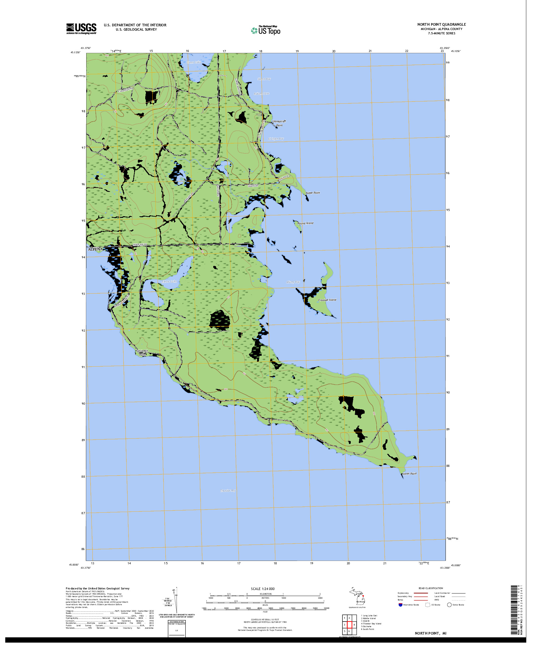 US TOPO 7.5-MINUTE MAP FOR NORTH POINT, MI