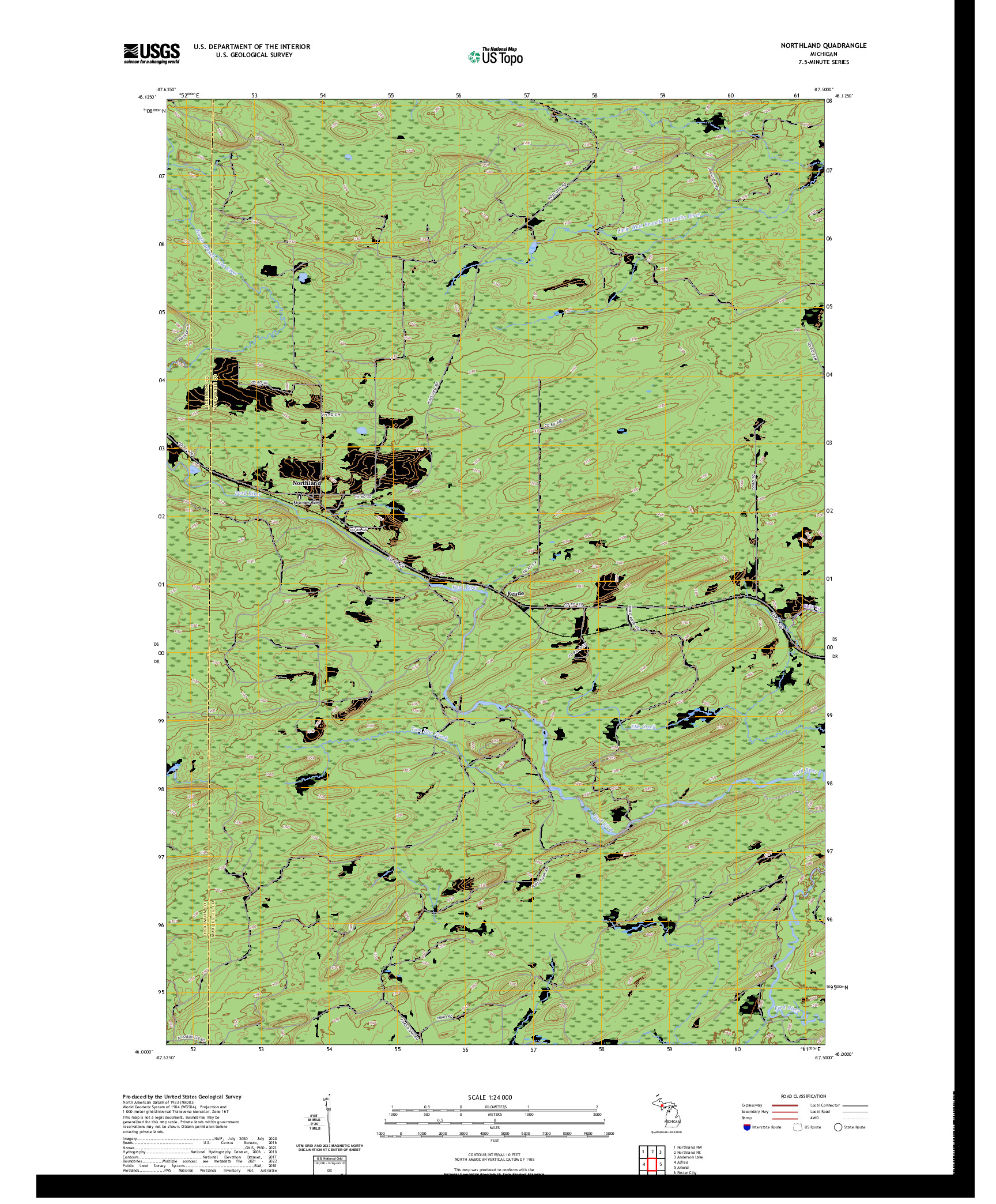 US TOPO 7.5-MINUTE MAP FOR NORTHLAND, MI