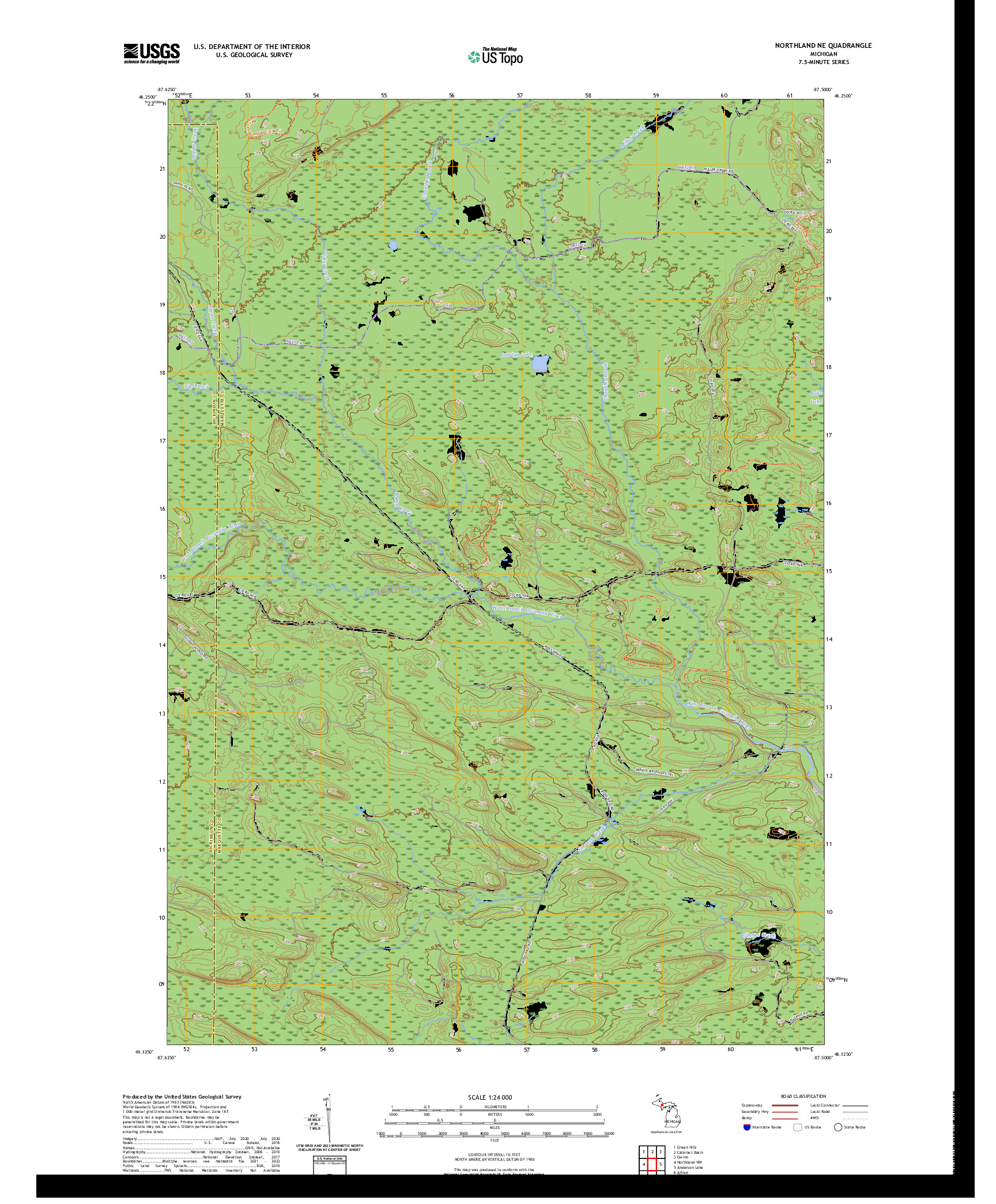 US TOPO 7.5-MINUTE MAP FOR NORTHLAND NE, MI