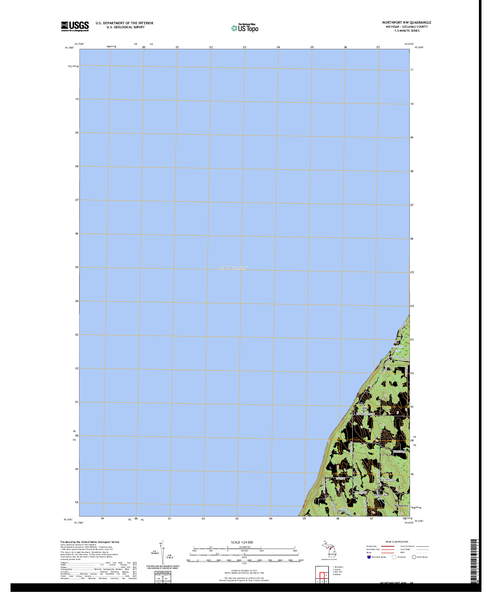 US TOPO 7.5-MINUTE MAP FOR NORTHPORT NW, MI