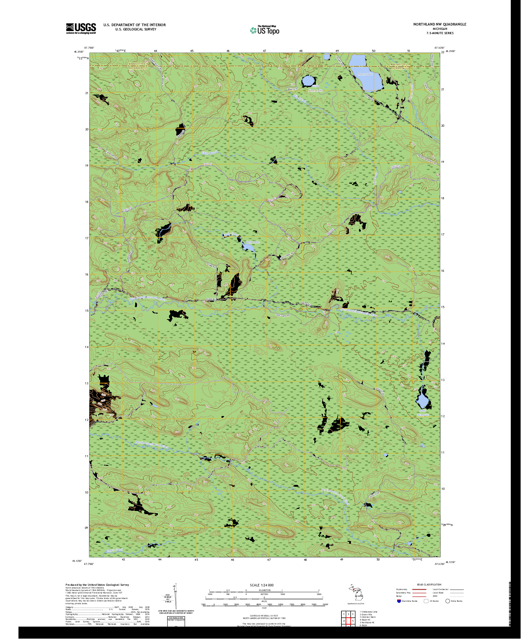 US TOPO 7.5-MINUTE MAP FOR NORTHLAND NW, MI