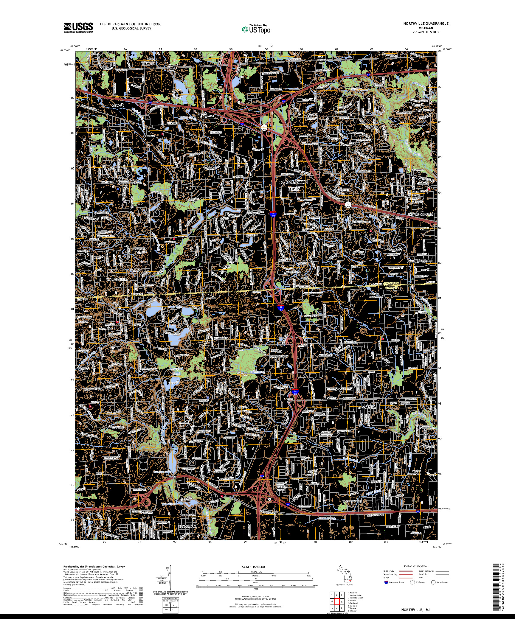 US TOPO 7.5-MINUTE MAP FOR NORTHVILLE, MI