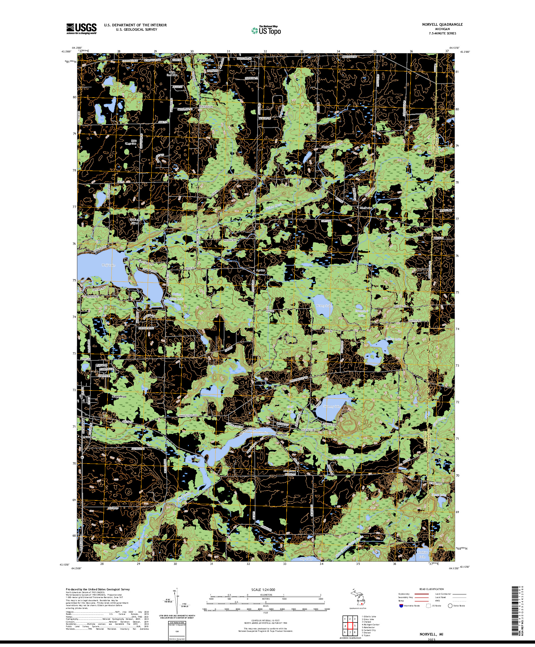 US TOPO 7.5-MINUTE MAP FOR NORVELL, MI