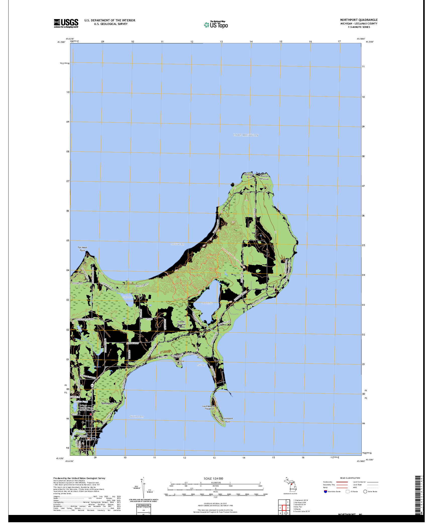 US TOPO 7.5-MINUTE MAP FOR NORTHPORT, MI