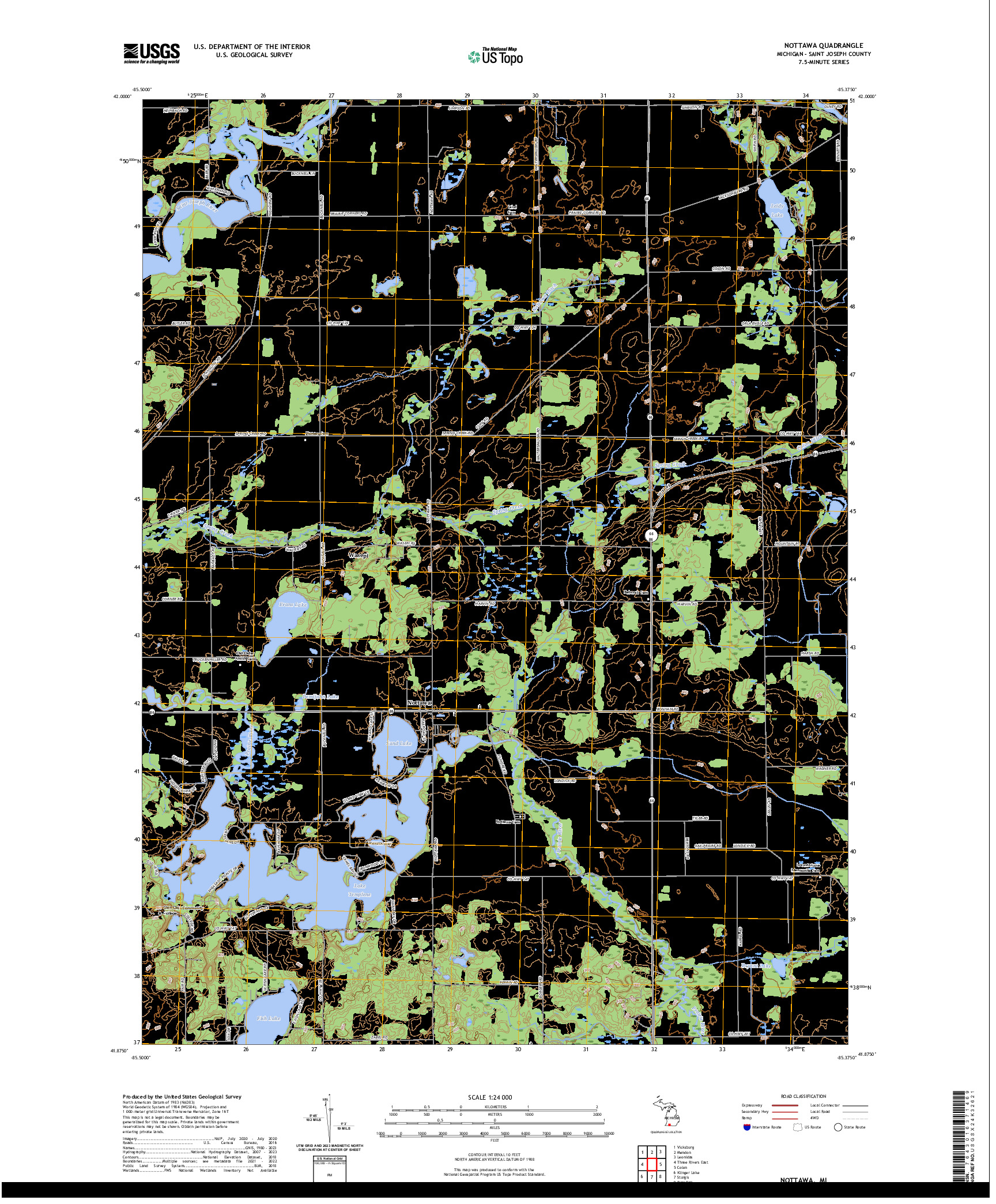 US TOPO 7.5-MINUTE MAP FOR NOTTAWA, MI