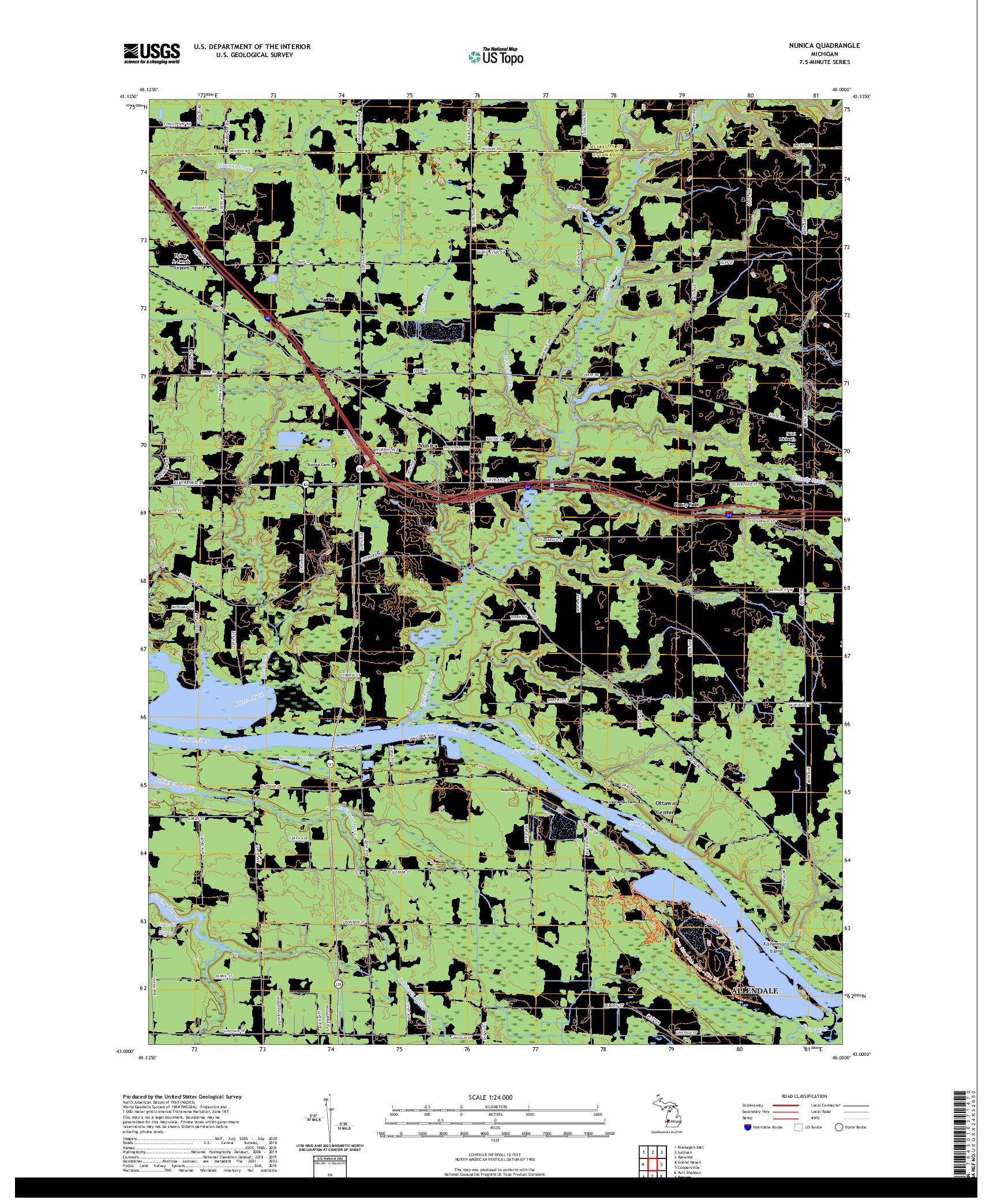 US TOPO 7.5-MINUTE MAP FOR NUNICA, MI