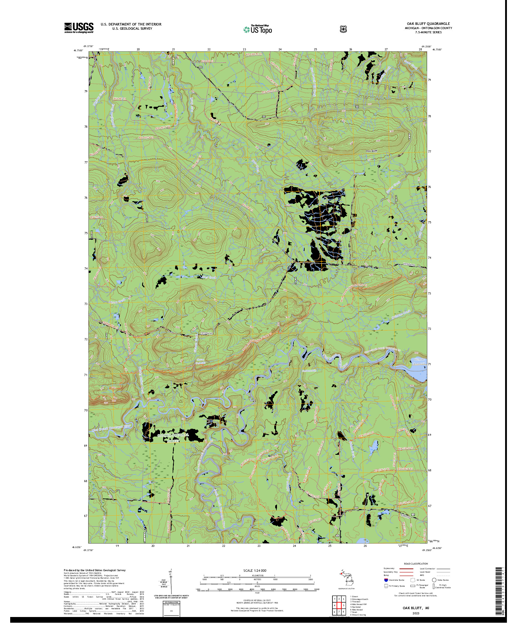 US TOPO 7.5-MINUTE MAP FOR OAK BLUFF, MI