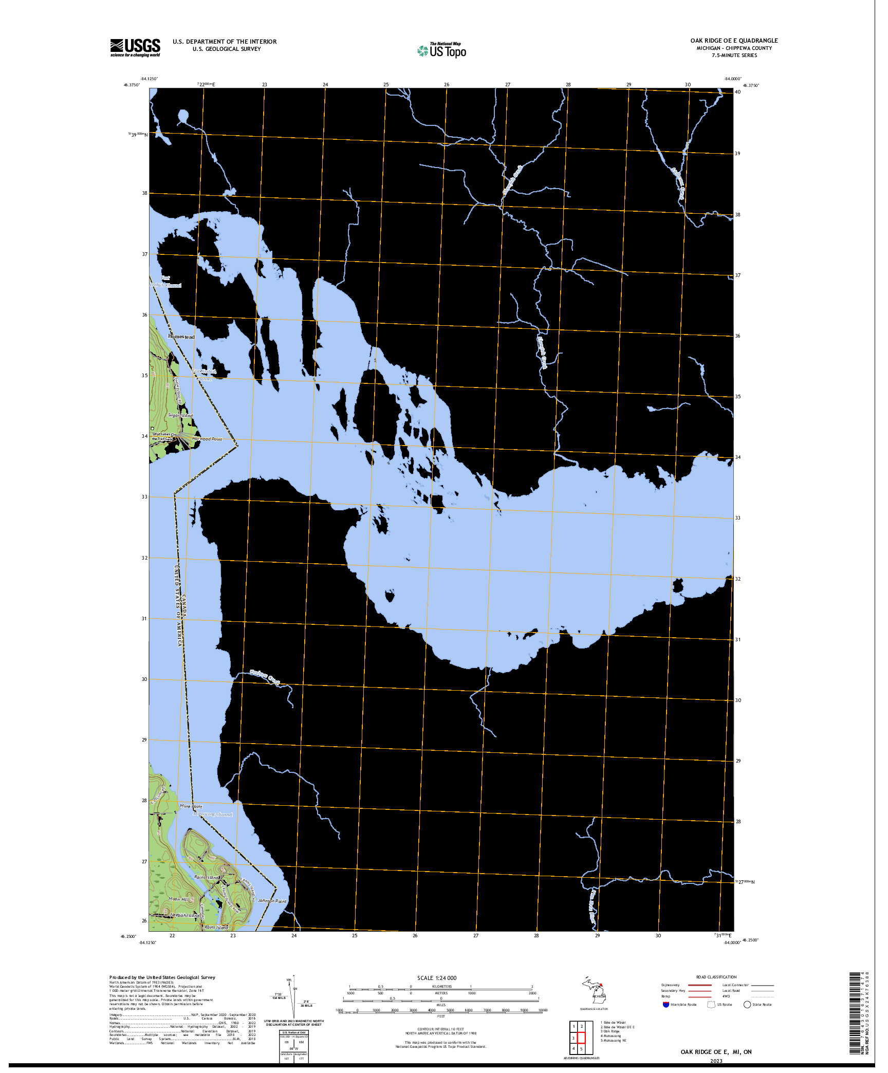 US TOPO 7.5-MINUTE MAP FOR OAK RIDGE OE E, MI,ON