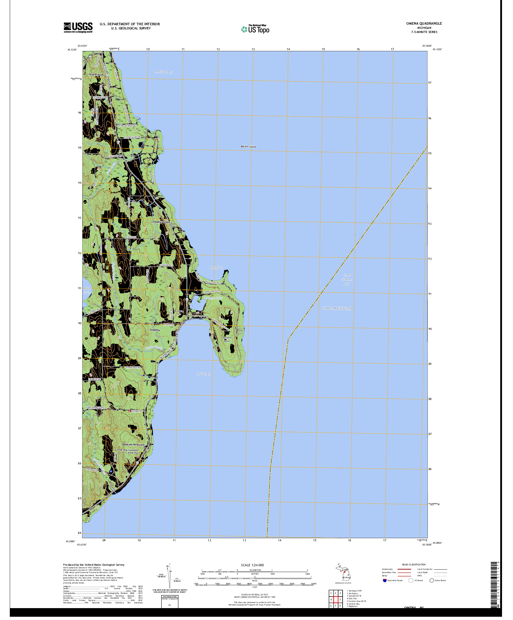 US TOPO 7.5-MINUTE MAP FOR OMENA, MI