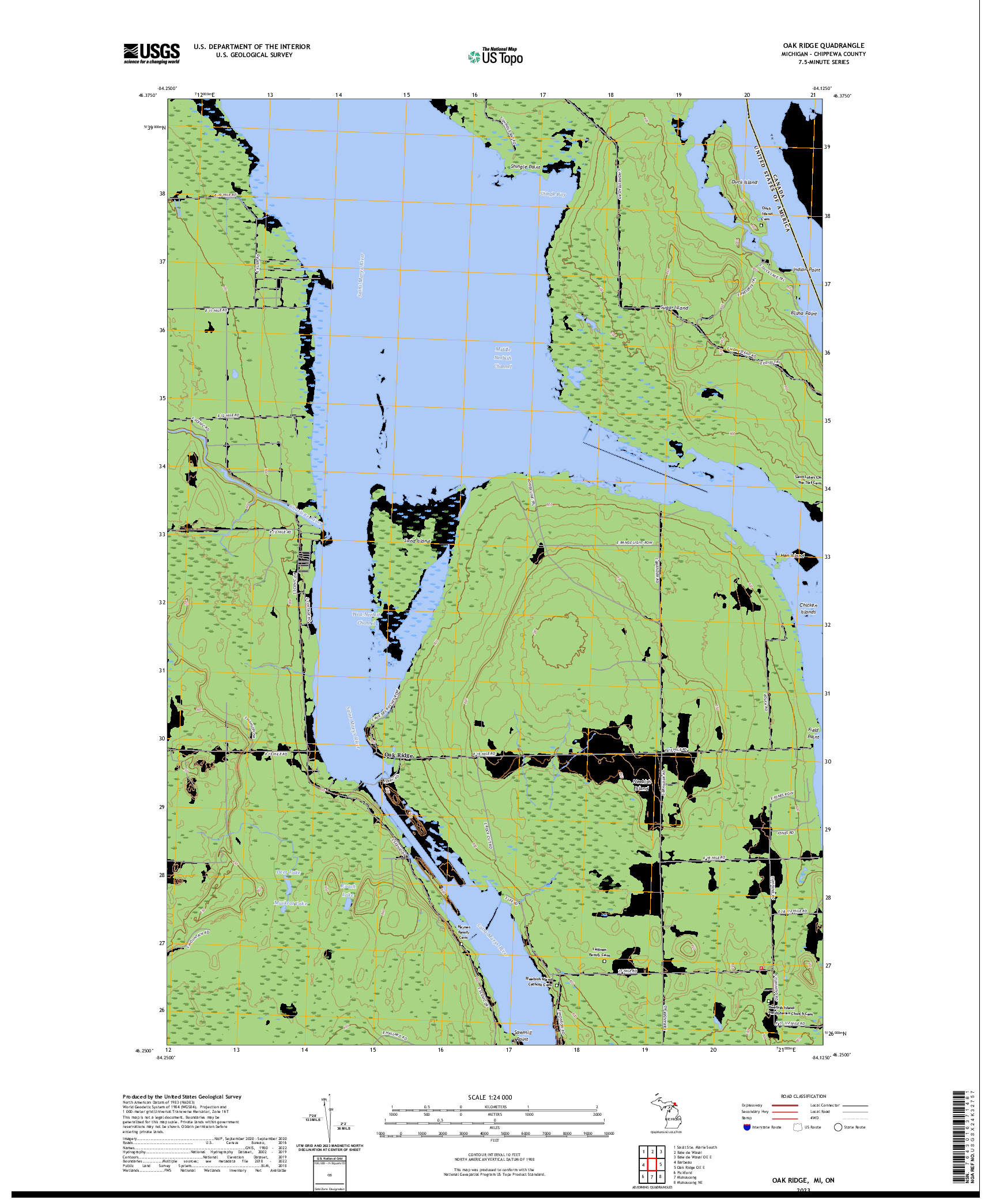 US TOPO 7.5-MINUTE MAP FOR OAK RIDGE, MI,ON