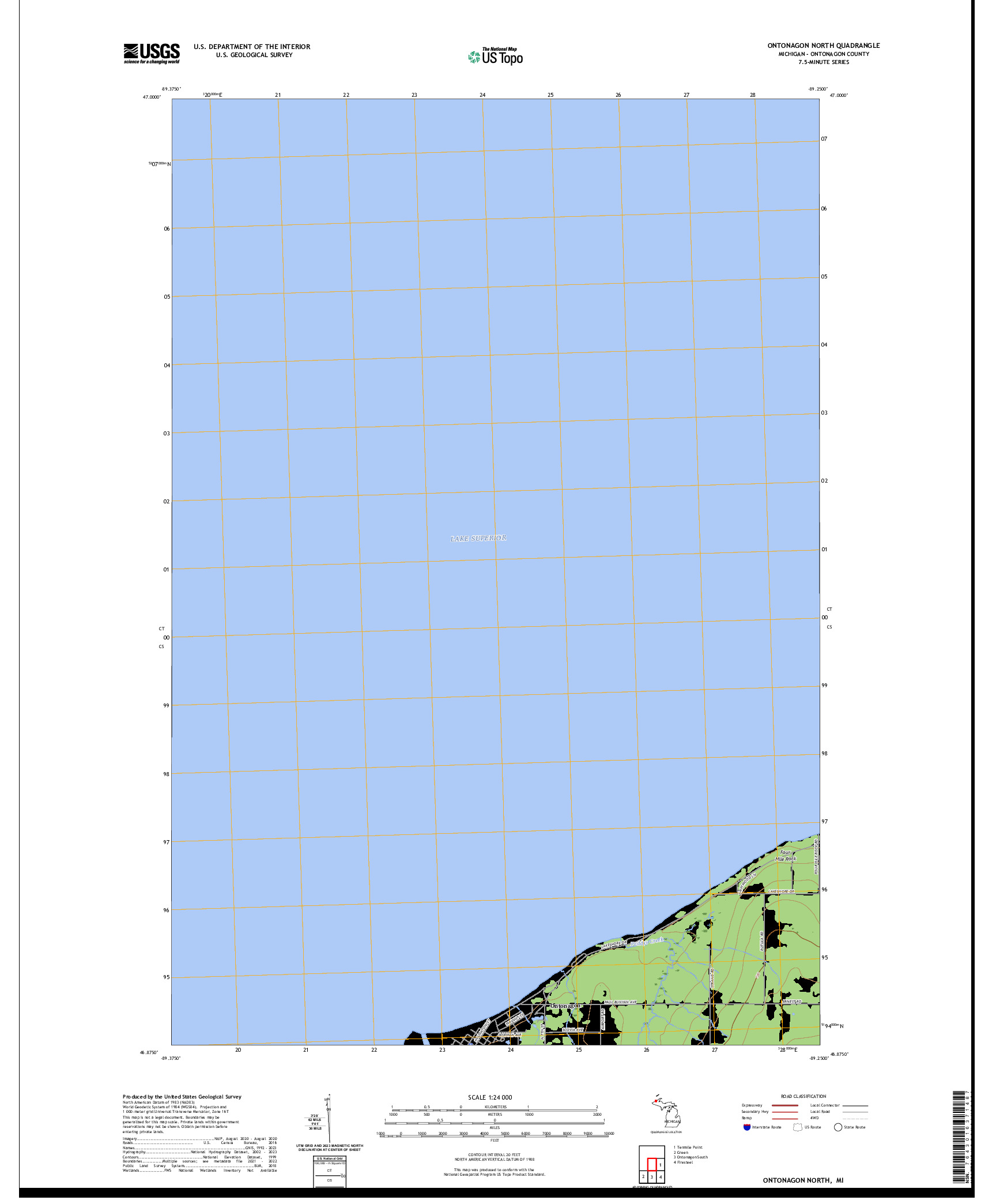 US TOPO 7.5-MINUTE MAP FOR ONTONAGON NORTH, MI