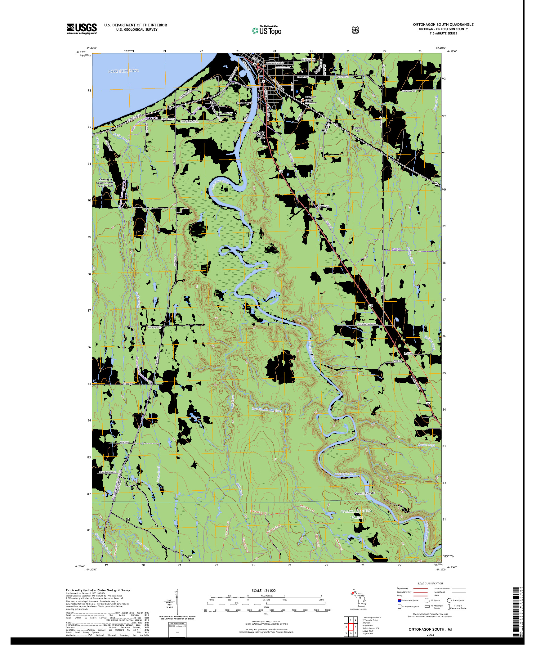 US TOPO 7.5-MINUTE MAP FOR ONTONAGON SOUTH, MI