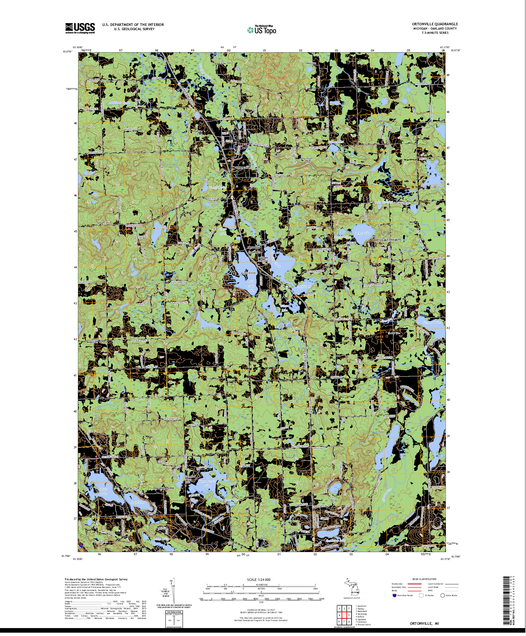 US TOPO 7.5-MINUTE MAP FOR ORTONVILLE, MI