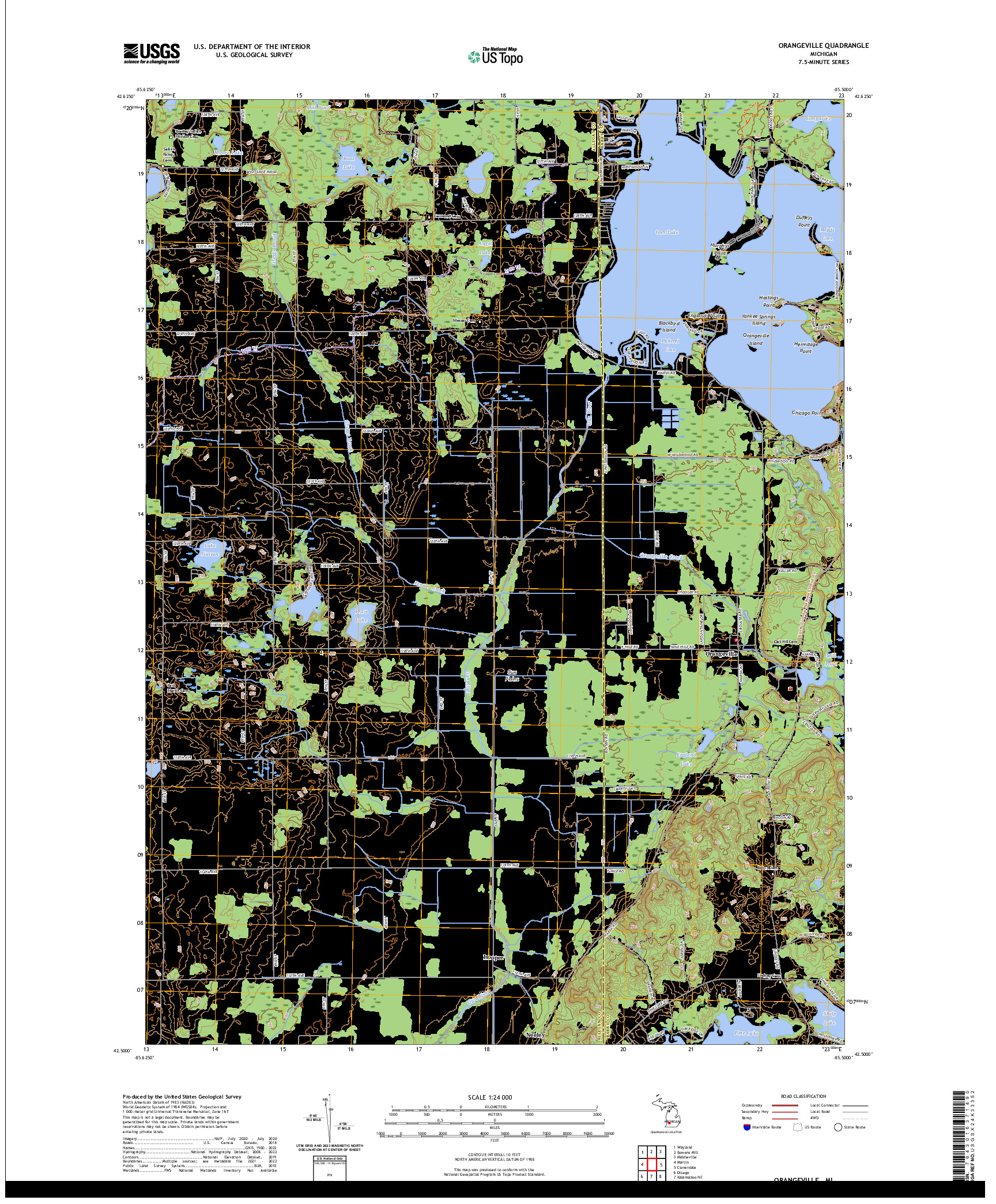 US TOPO 7.5-MINUTE MAP FOR ORANGEVILLE, MI