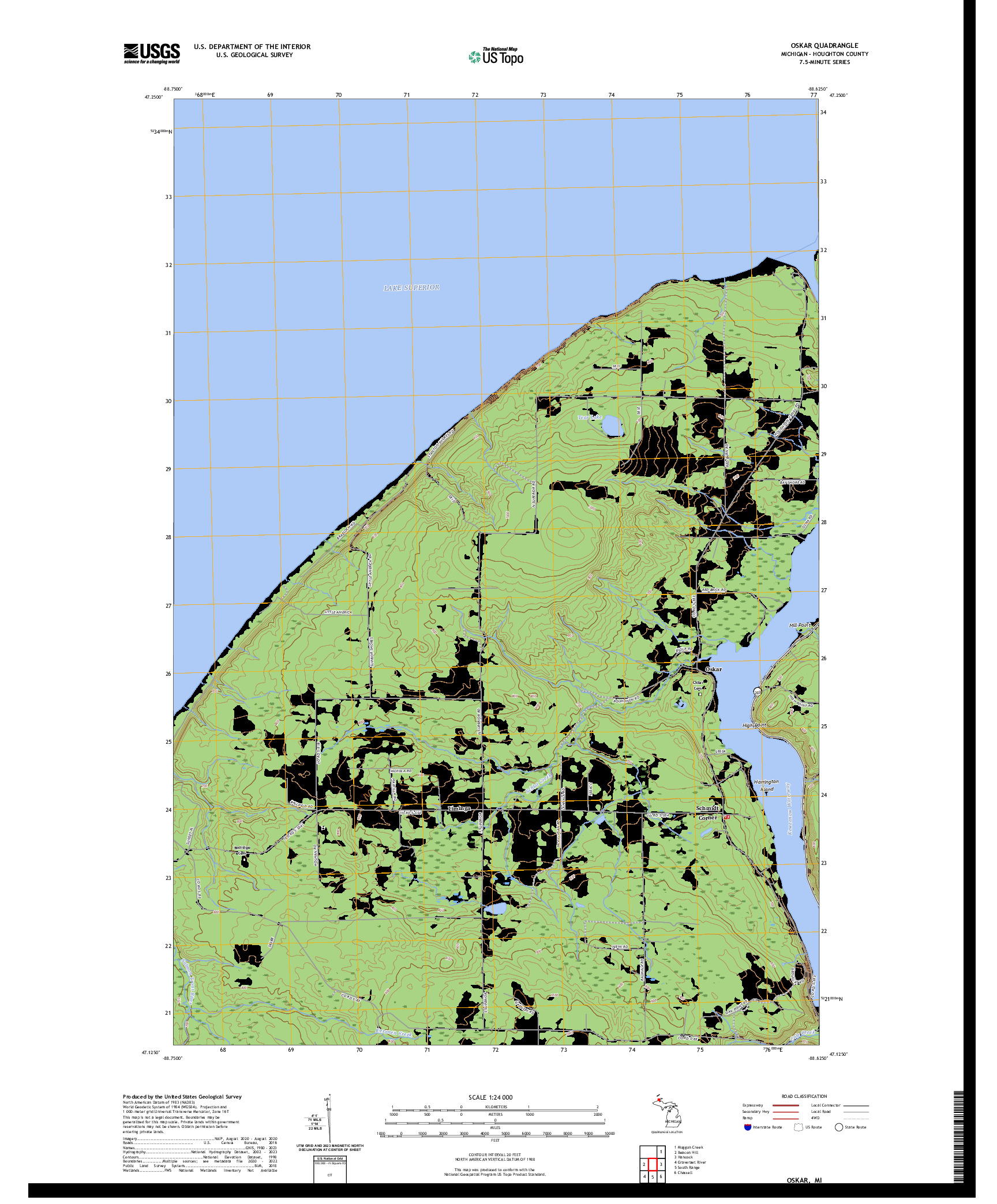 US TOPO 7.5-MINUTE MAP FOR OSKAR, MI