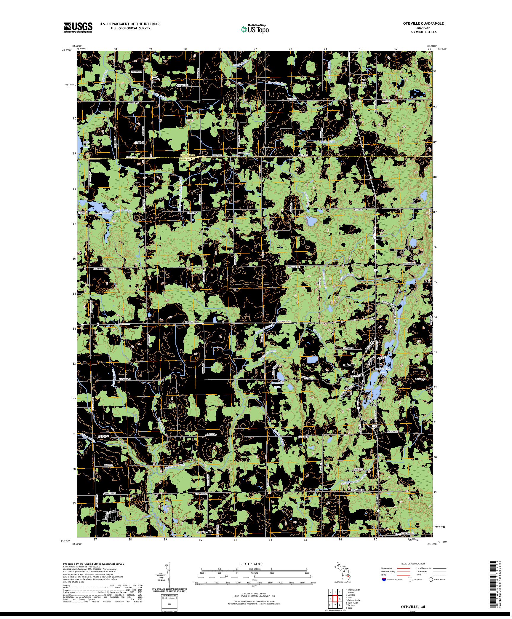 US TOPO 7.5-MINUTE MAP FOR OTISVILLE, MI