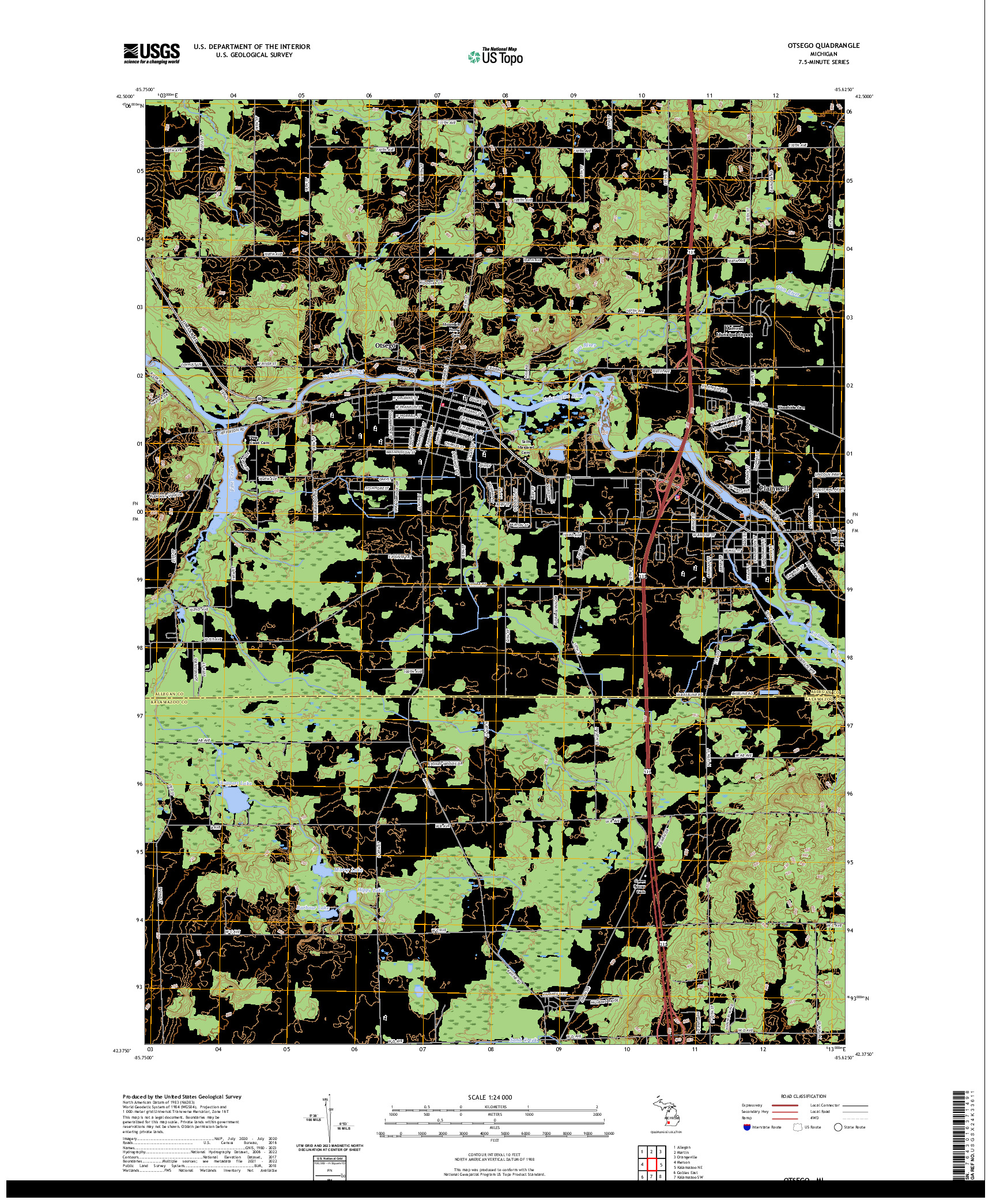 US TOPO 7.5-MINUTE MAP FOR OTSEGO, MI