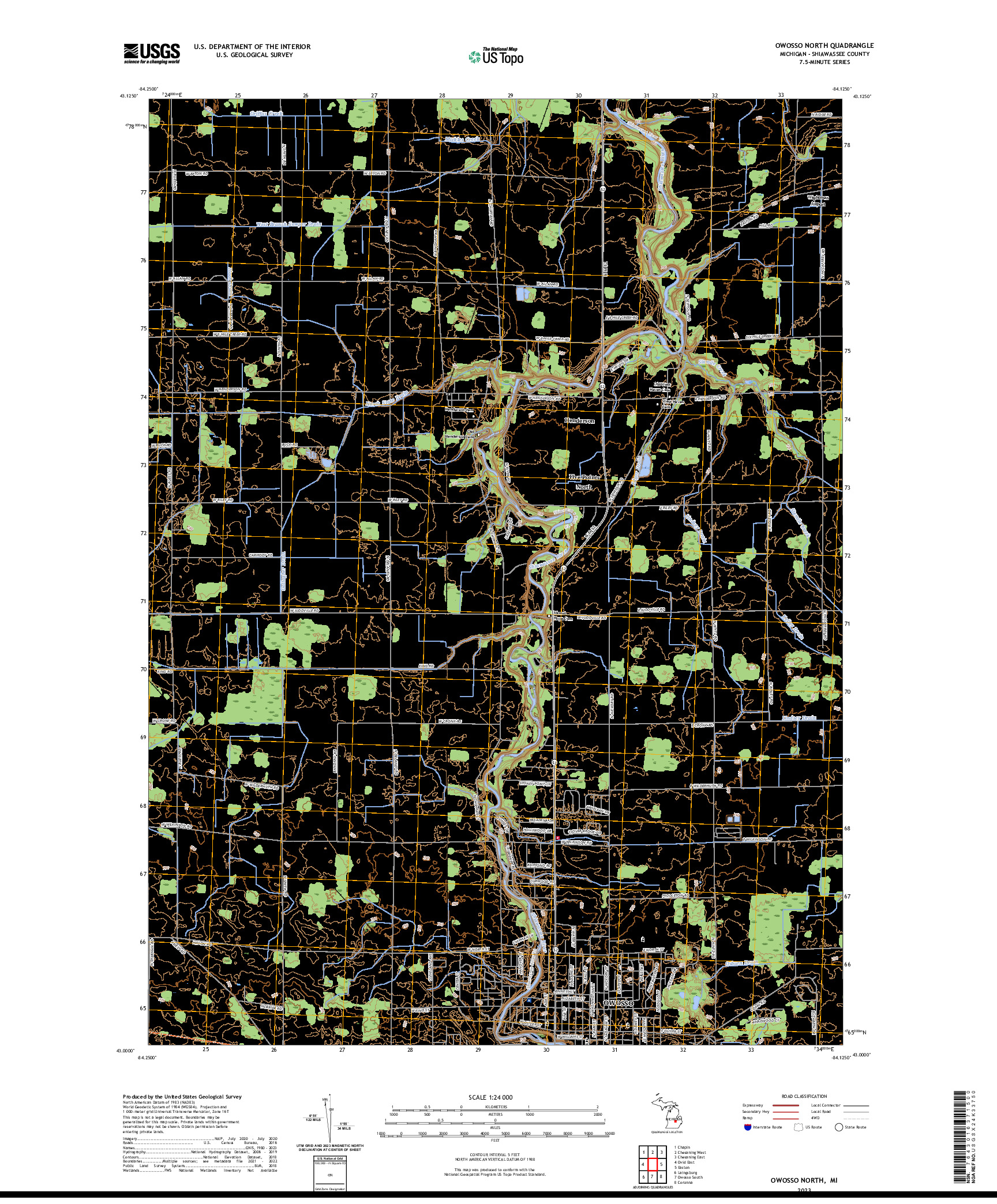 US TOPO 7.5-MINUTE MAP FOR OWOSSO NORTH, MI