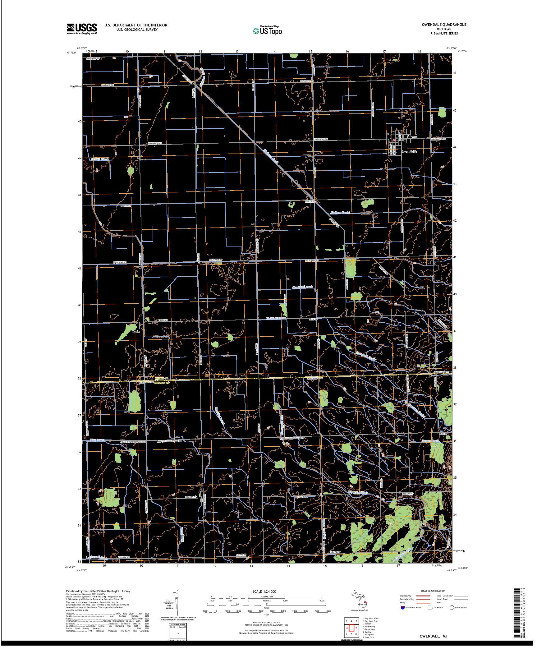 US TOPO 7.5-MINUTE MAP FOR OWENDALE, MI