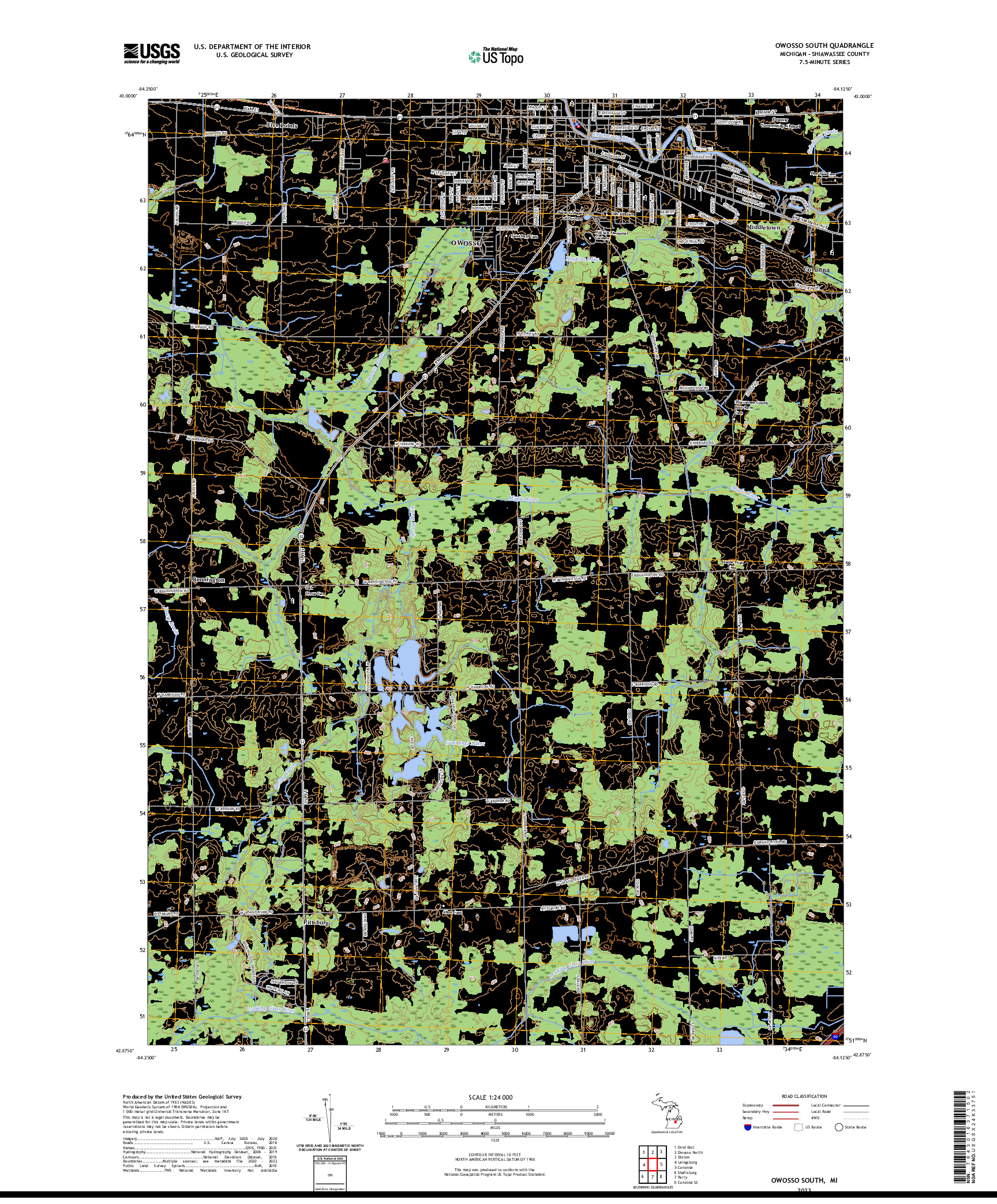 US TOPO 7.5-MINUTE MAP FOR OWOSSO SOUTH, MI