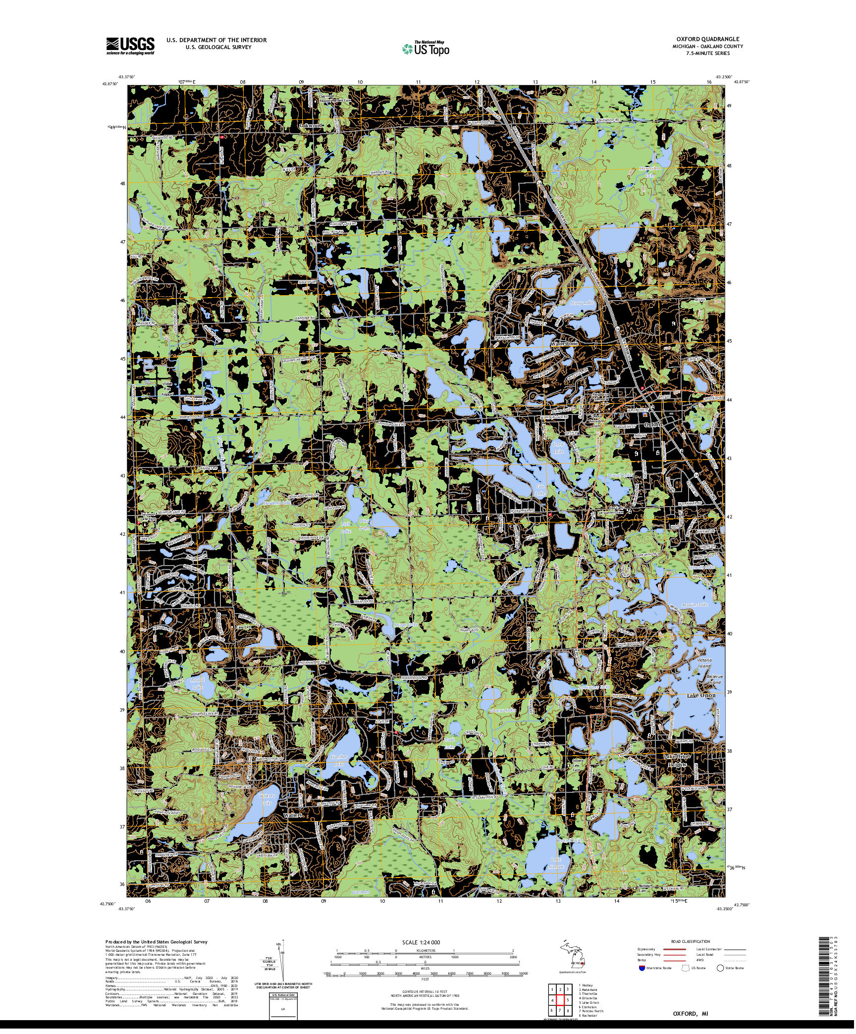 US TOPO 7.5-MINUTE MAP FOR OXFORD, MI