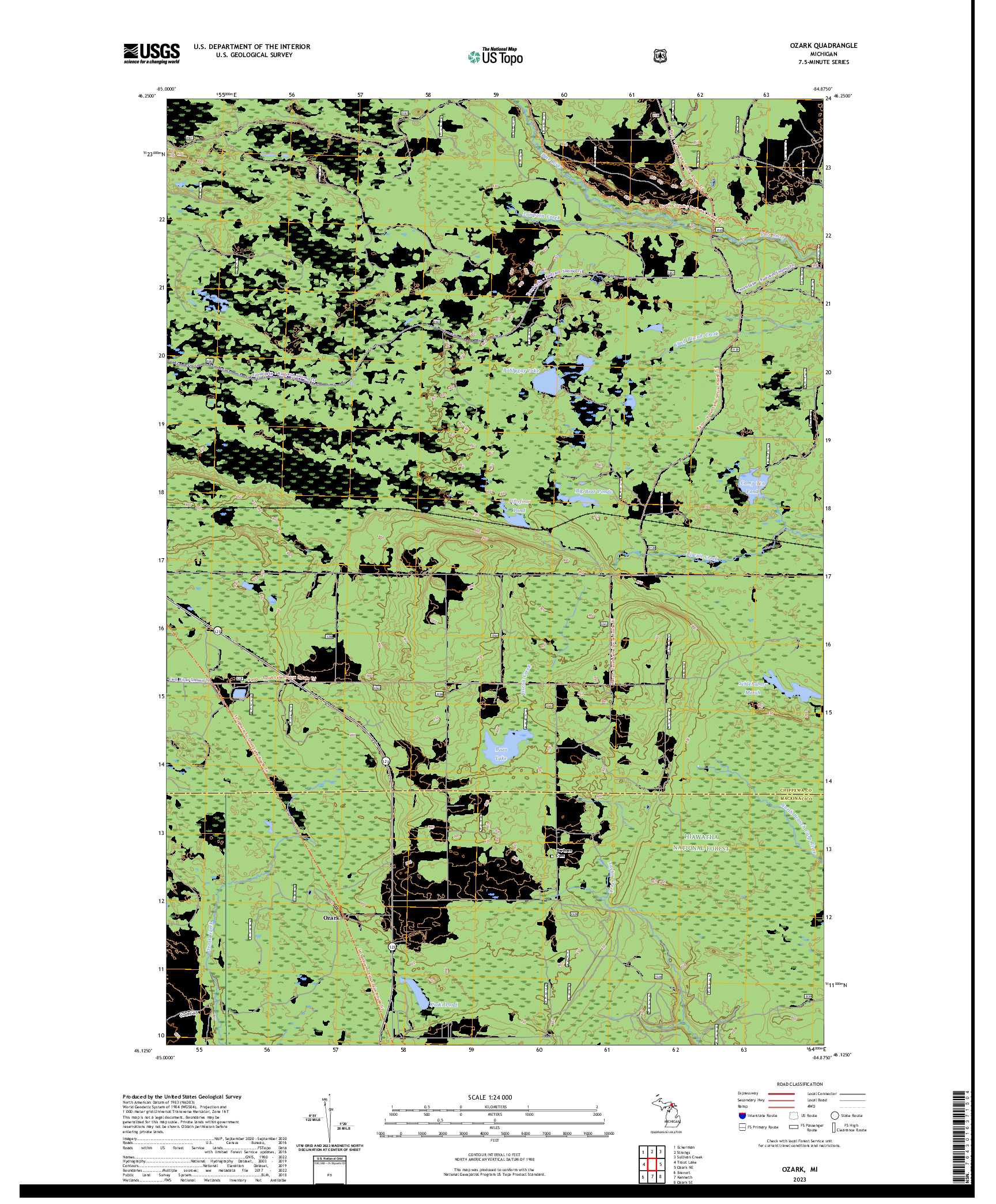 US TOPO 7.5-MINUTE MAP FOR OZARK, MI