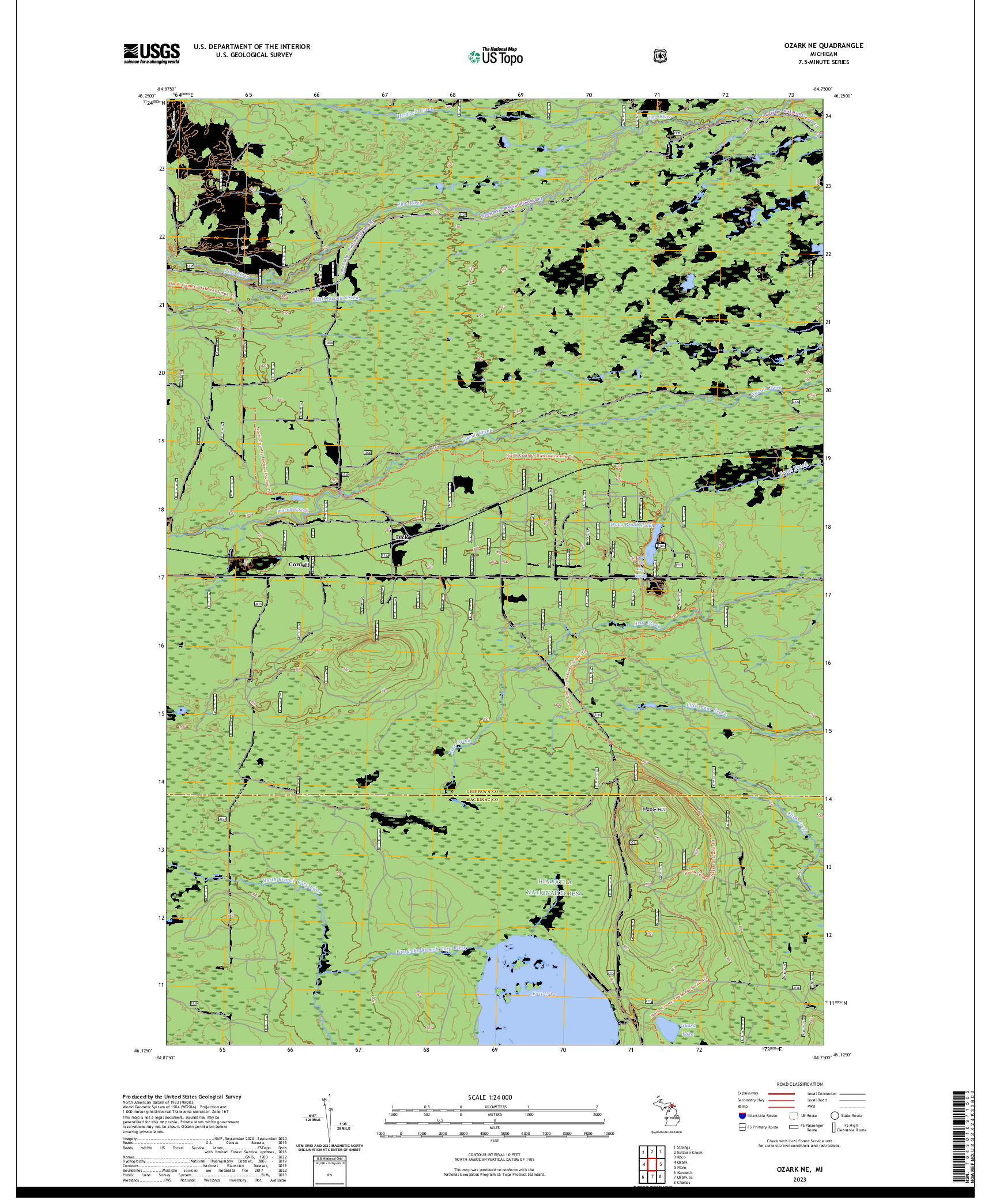 US TOPO 7.5-MINUTE MAP FOR OZARK NE, MI