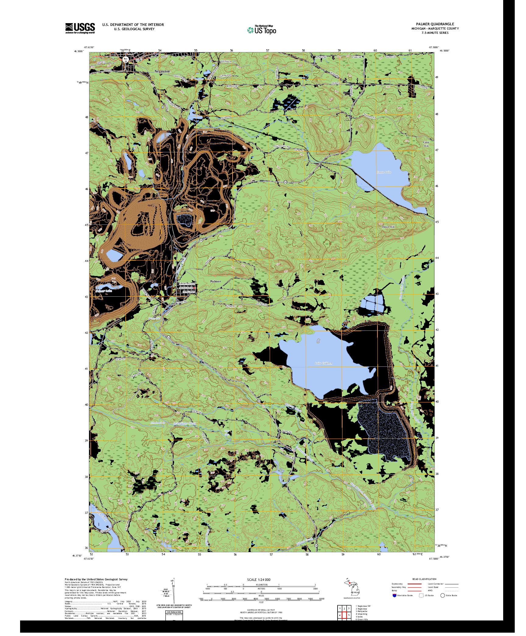 US TOPO 7.5-MINUTE MAP FOR PALMER, MI