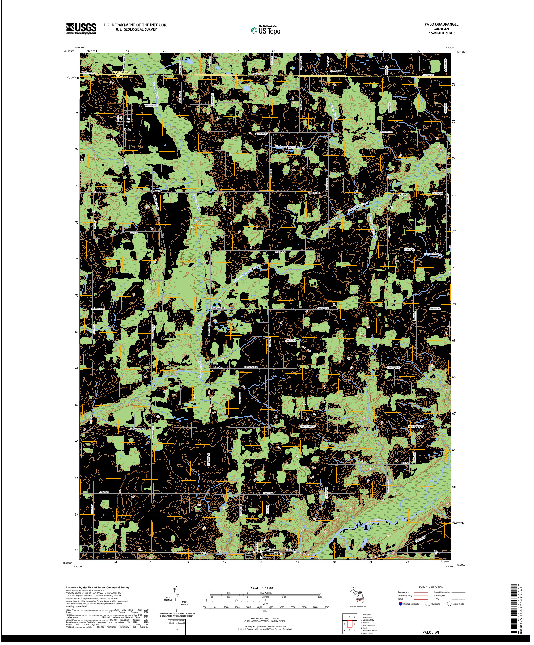 US TOPO 7.5-MINUTE MAP FOR PALO, MI