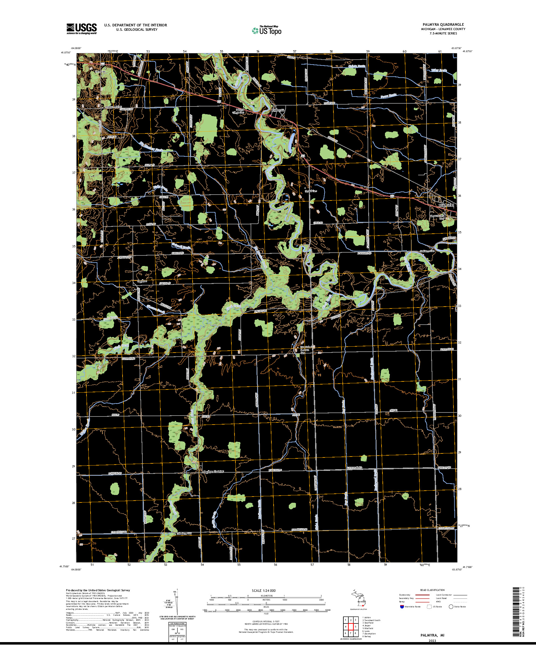 US TOPO 7.5-MINUTE MAP FOR PALMYRA, MI