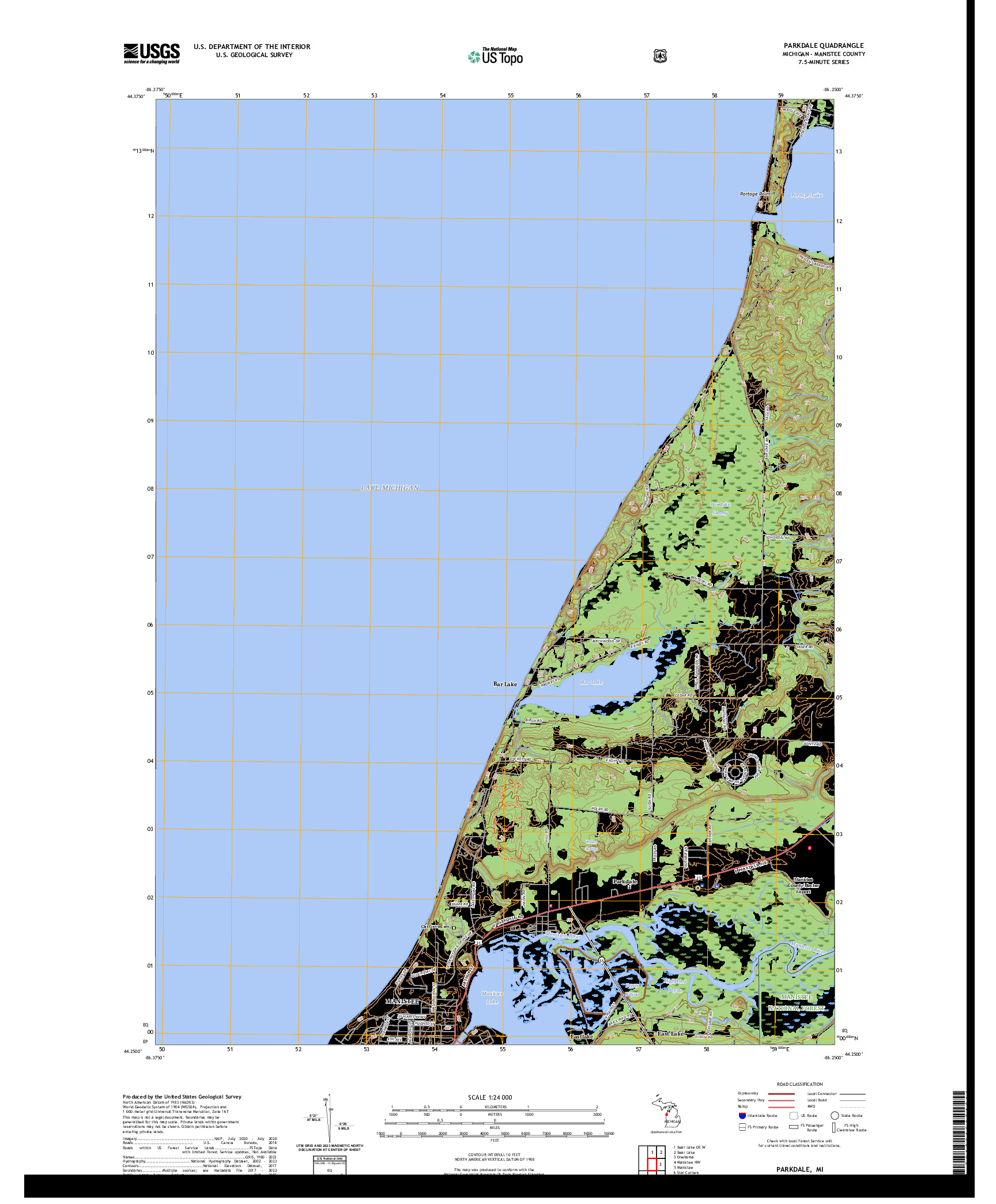 US TOPO 7.5-MINUTE MAP FOR PARKDALE, MI