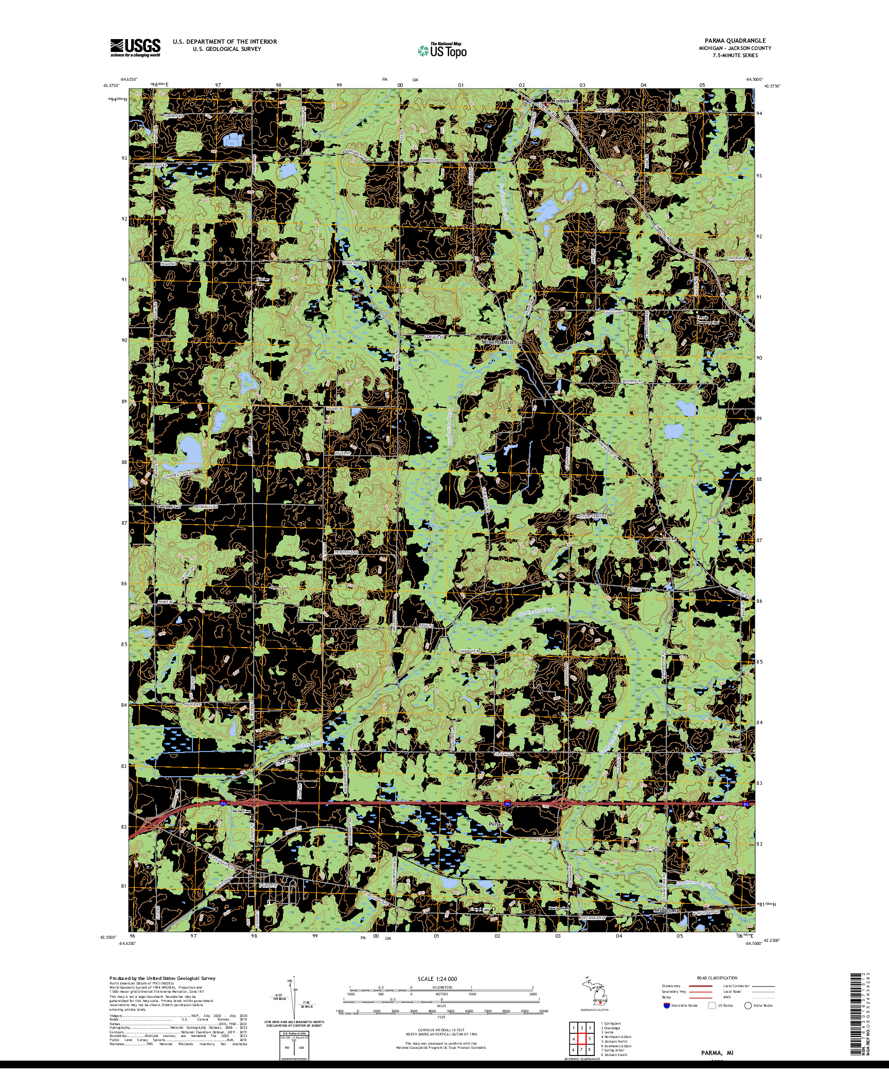 US TOPO 7.5-MINUTE MAP FOR PARMA, MI