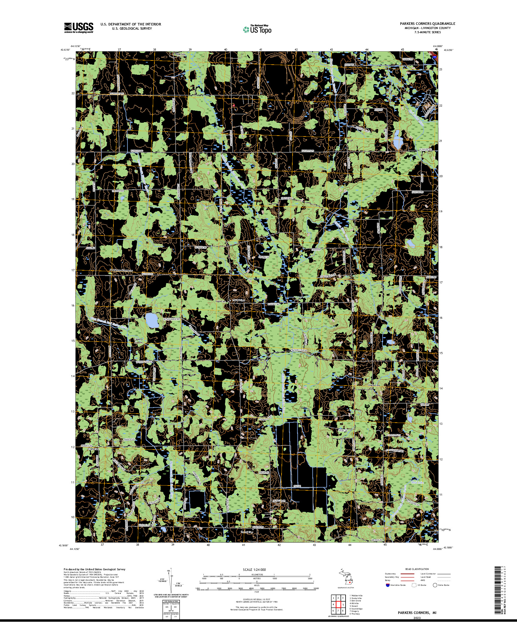 US TOPO 7.5-MINUTE MAP FOR PARKERS CORNERS, MI