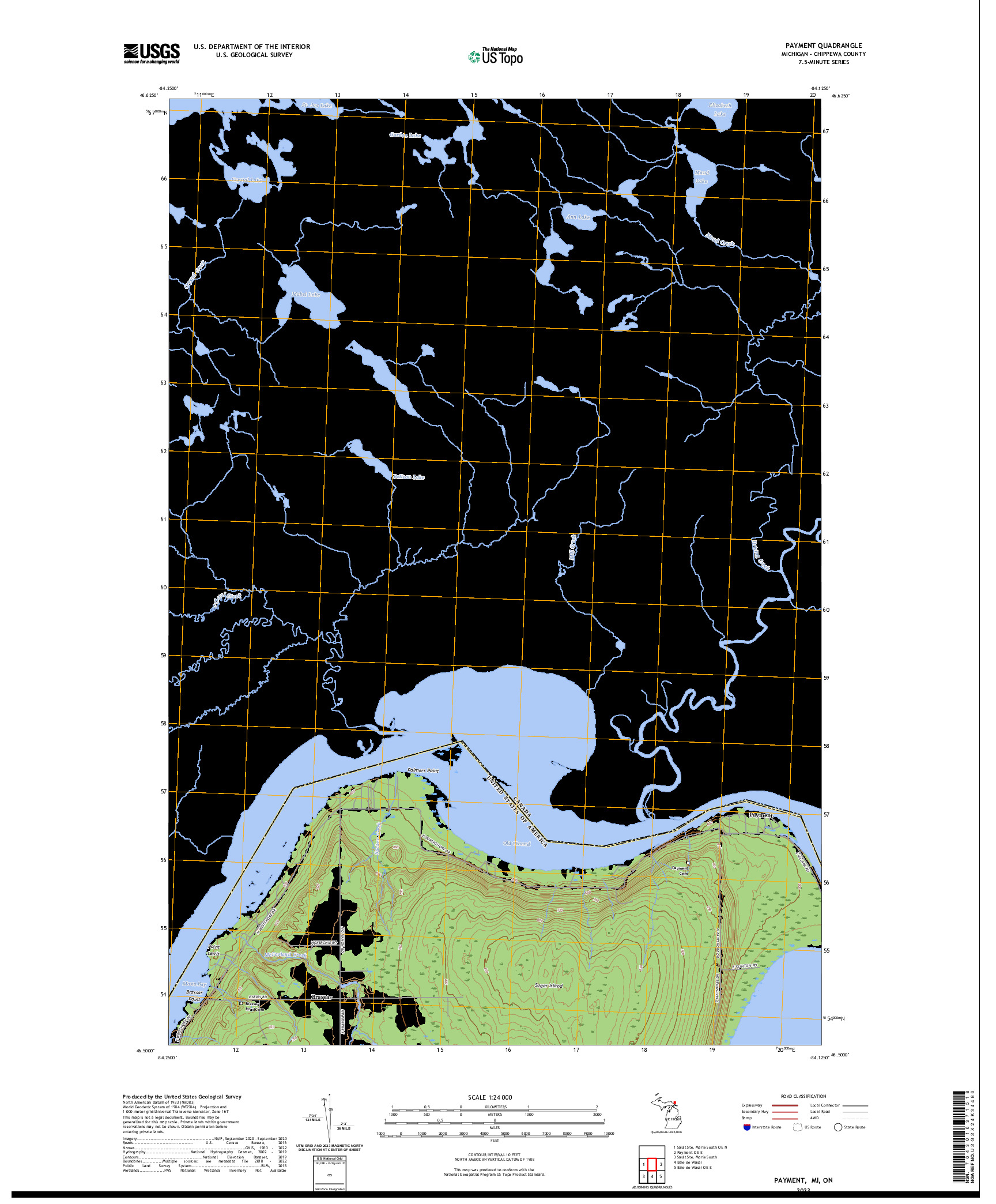 US TOPO 7.5-MINUTE MAP FOR PAYMENT, MI,ON