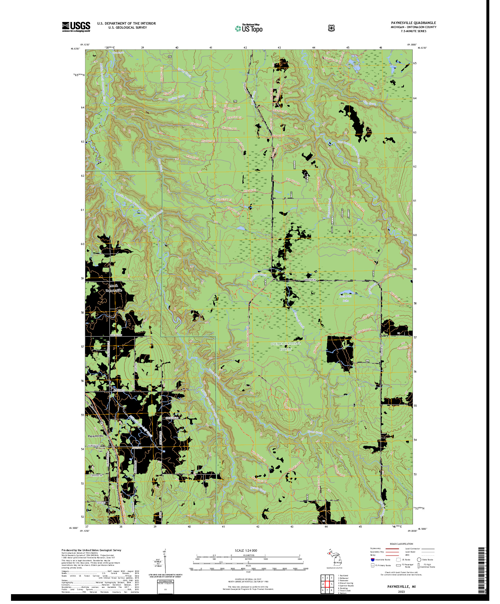 US TOPO 7.5-MINUTE MAP FOR PAYNESVILLE, MI