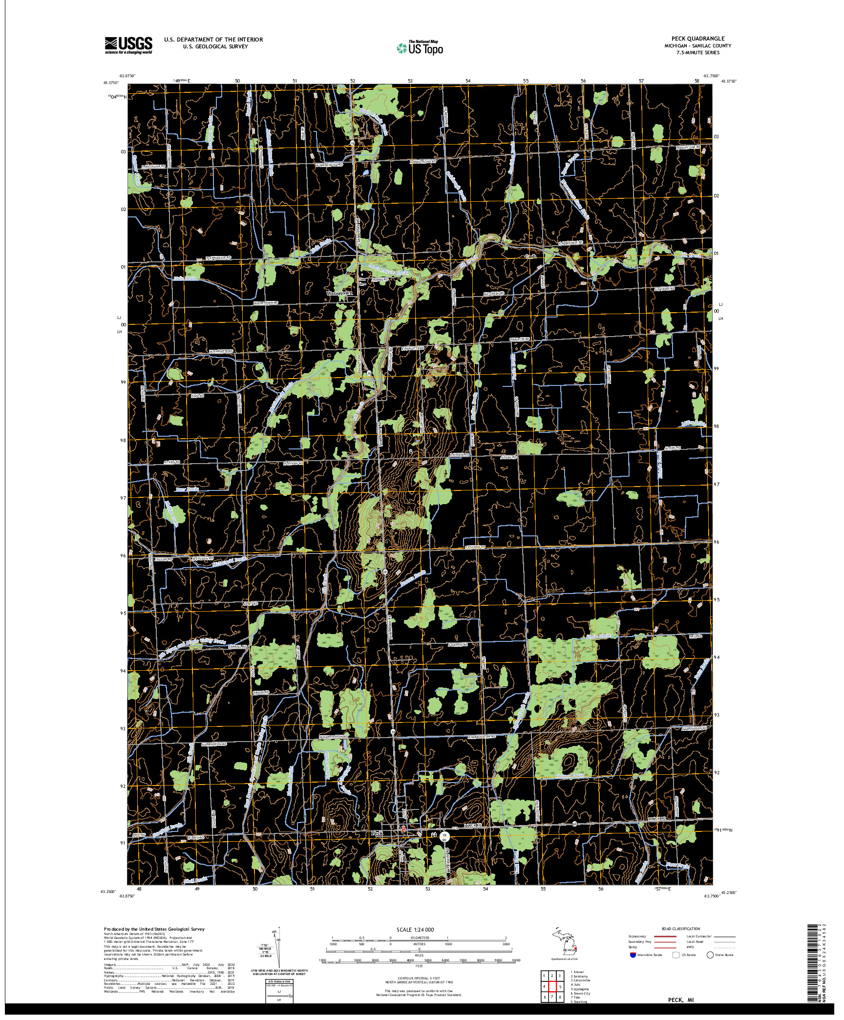 US TOPO 7.5-MINUTE MAP FOR PECK, MI