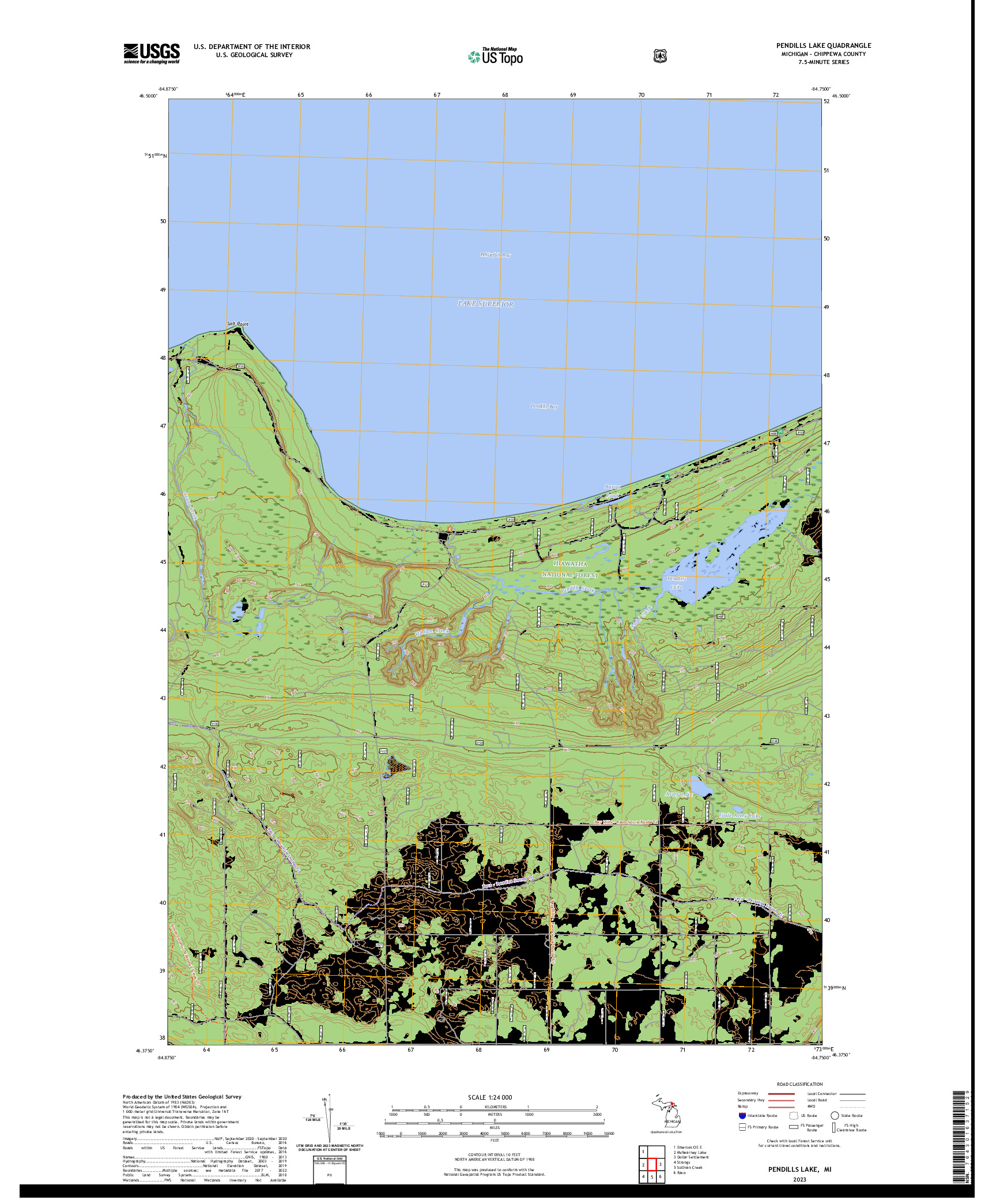 US TOPO 7.5-MINUTE MAP FOR PENDILLS LAKE, MI