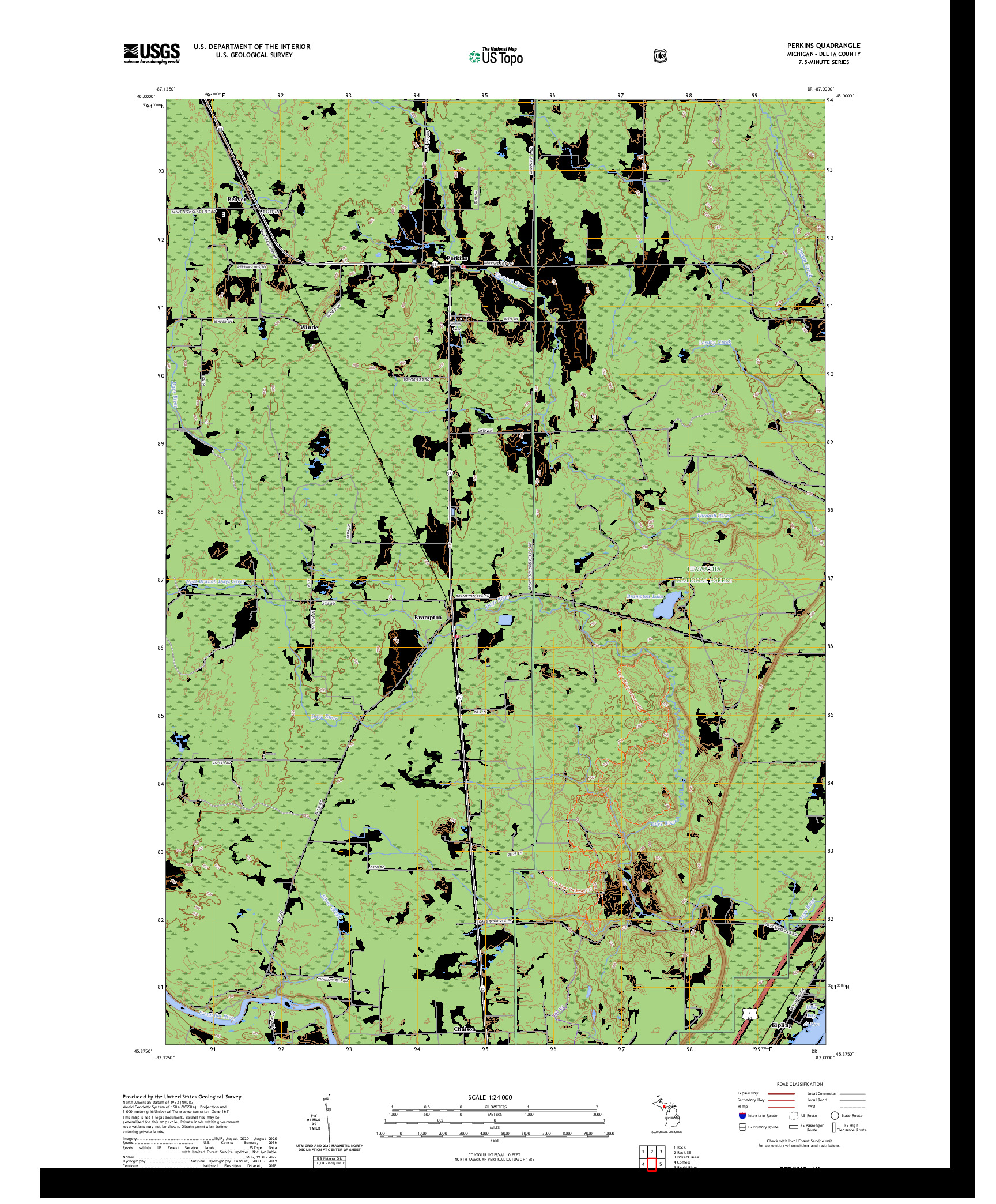 US TOPO 7.5-MINUTE MAP FOR PERKINS, MI