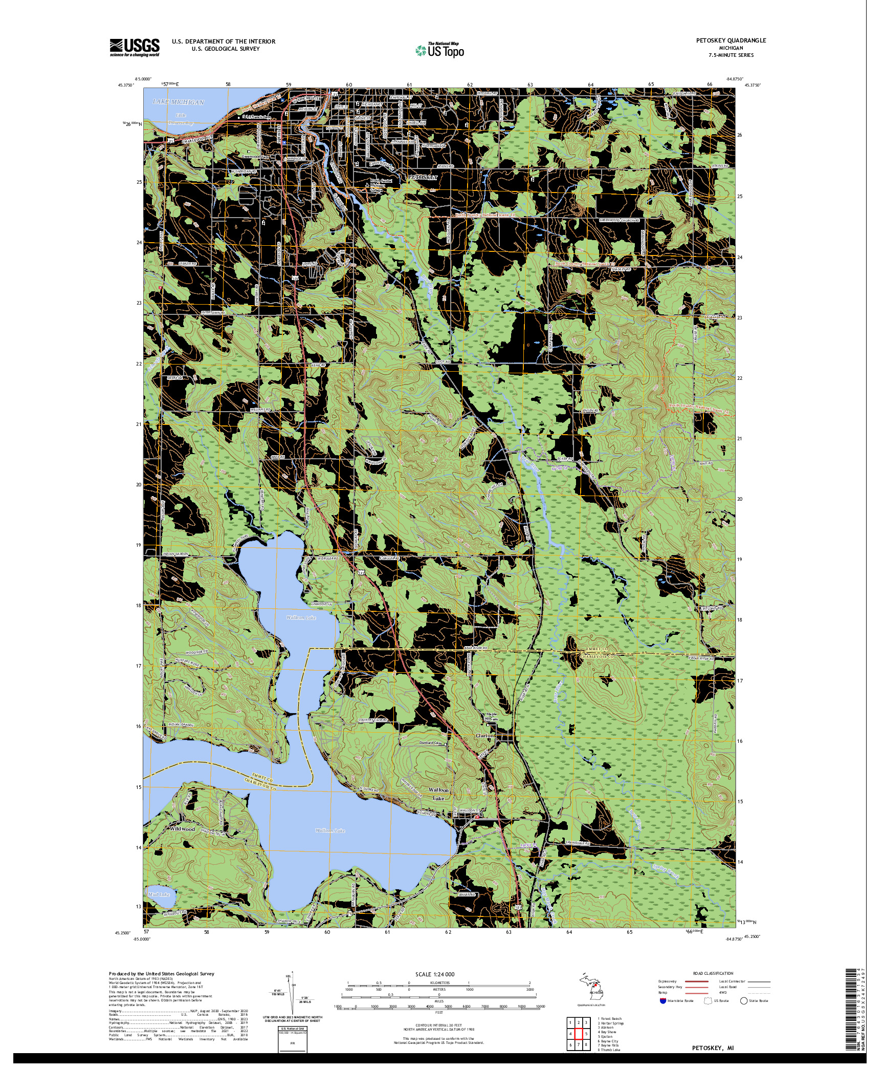 US TOPO 7.5-MINUTE MAP FOR PETOSKEY, MI