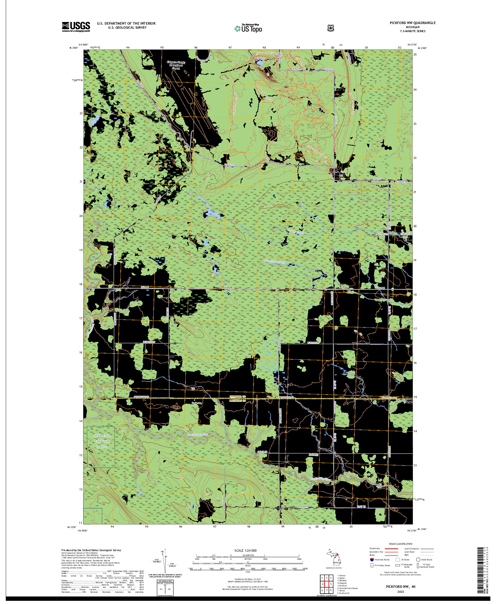 US TOPO 7.5-MINUTE MAP FOR PICKFORD NW, MI