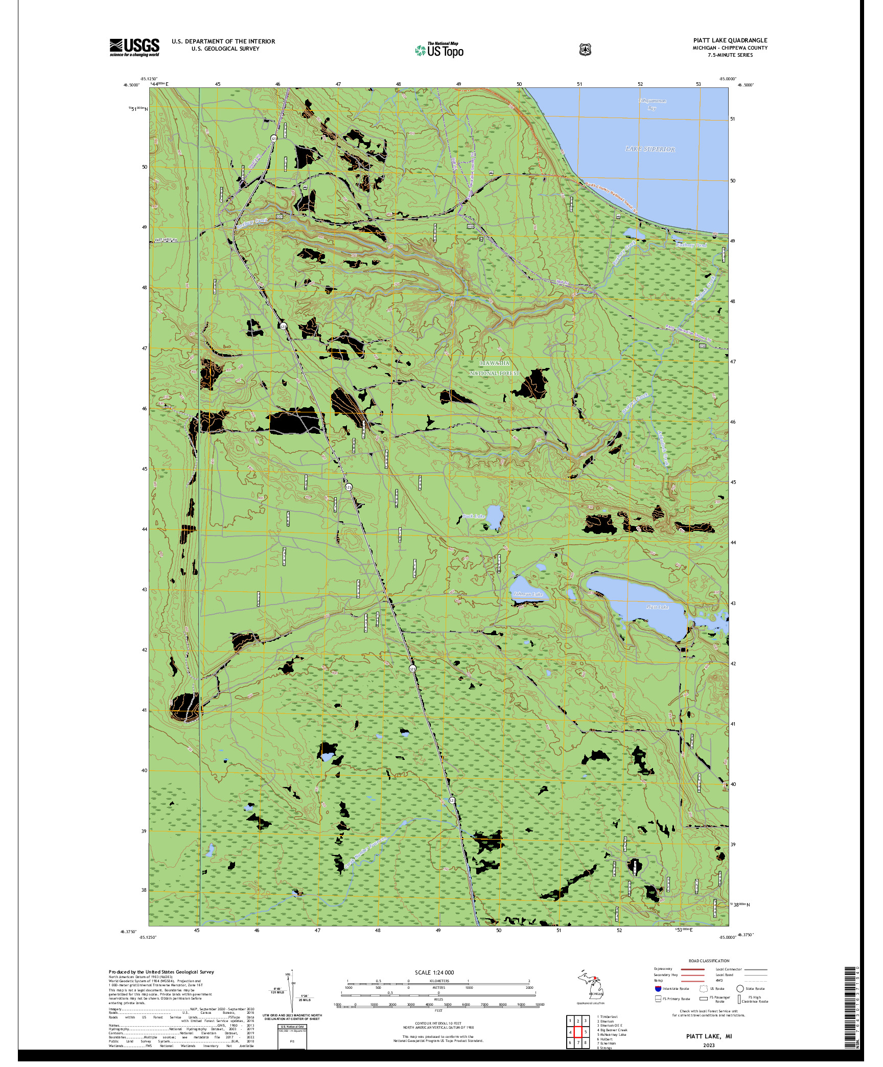 US TOPO 7.5-MINUTE MAP FOR PIATT LAKE, MI