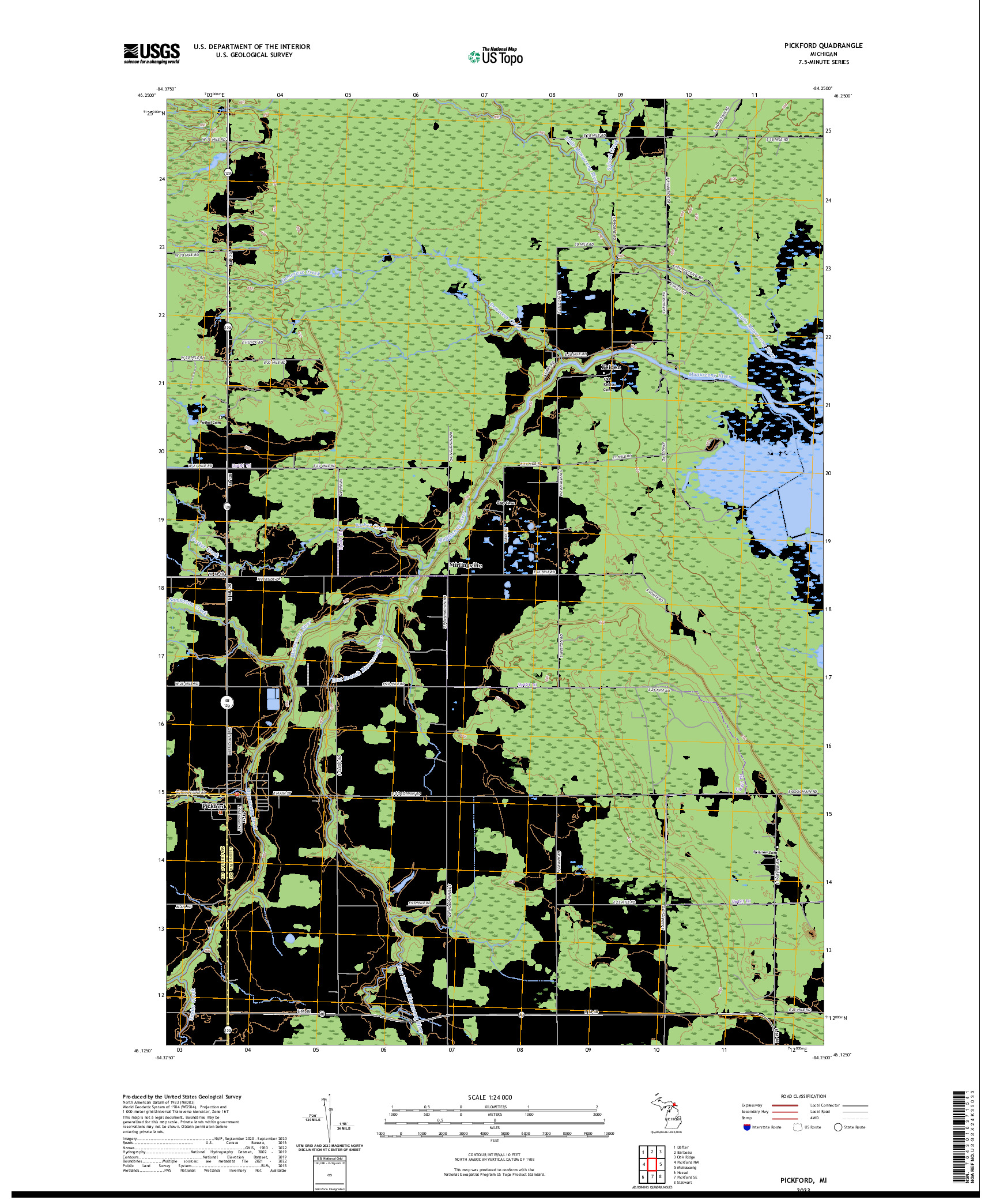 US TOPO 7.5-MINUTE MAP FOR PICKFORD, MI