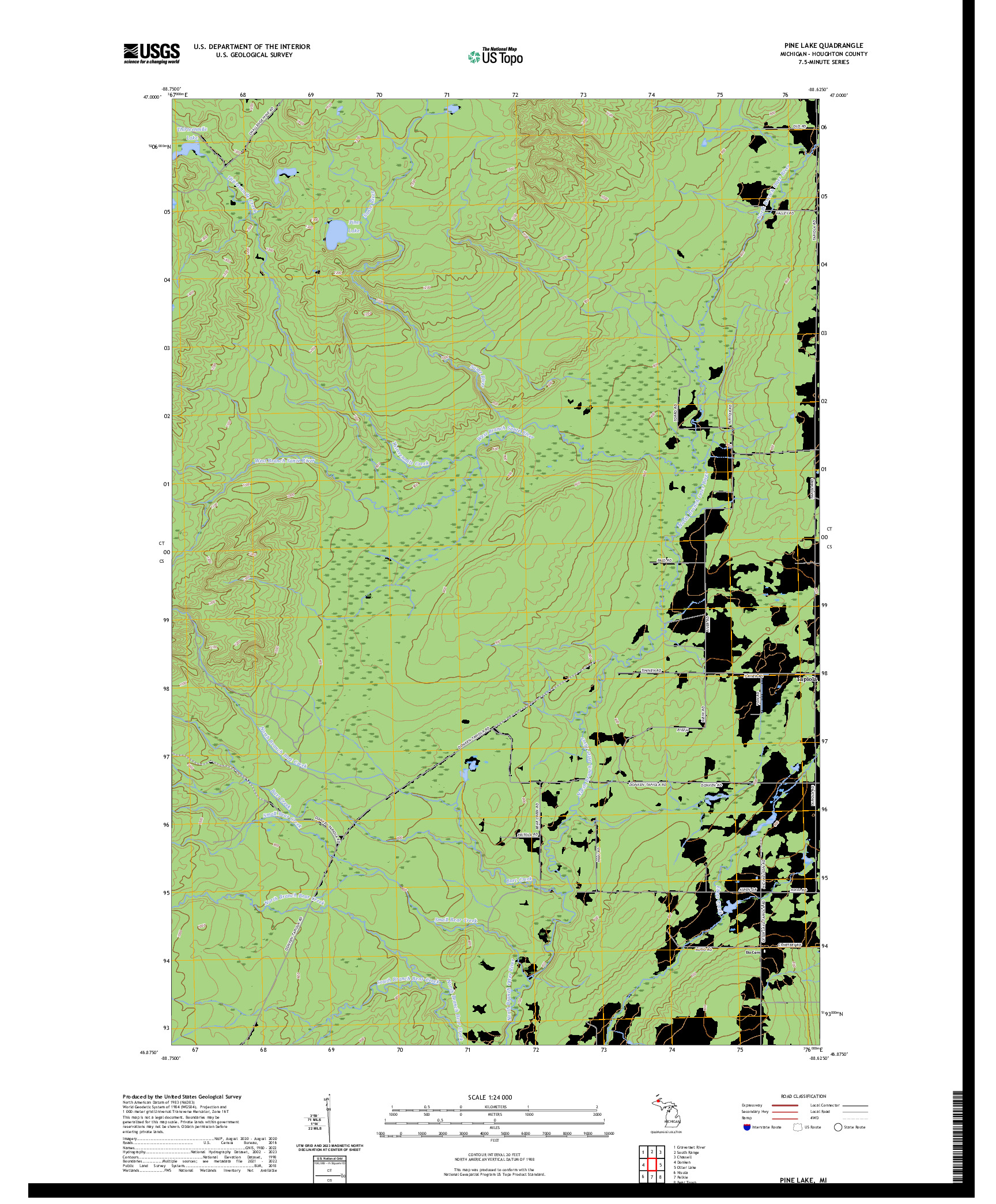 US TOPO 7.5-MINUTE MAP FOR PINE LAKE, MI