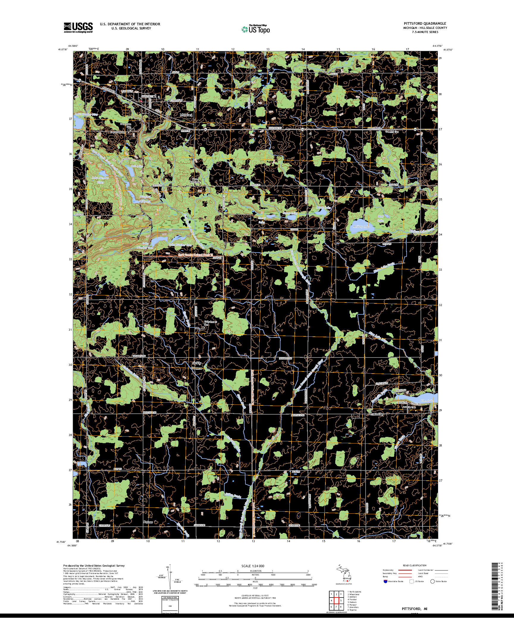 US TOPO 7.5-MINUTE MAP FOR PITTSFORD, MI