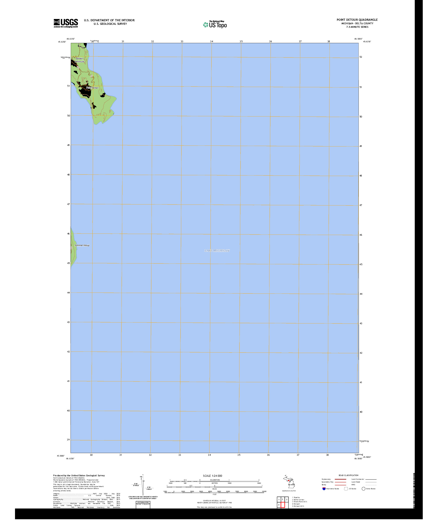 US TOPO 7.5-MINUTE MAP FOR POINT DETOUR, MI