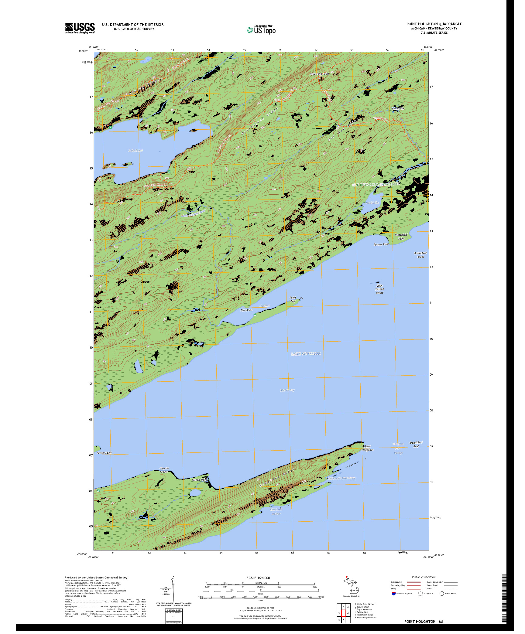 US TOPO 7.5-MINUTE MAP FOR POINT HOUGHTON, MI